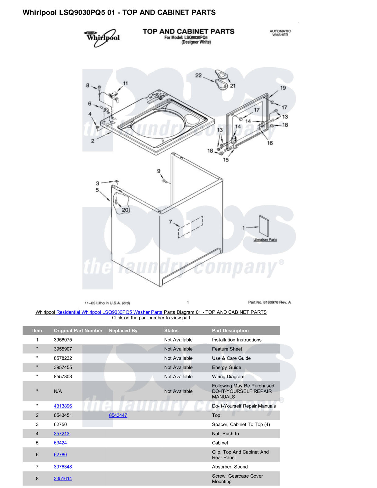 Whirlpool LSQ9030PQ5 Parts Diagram