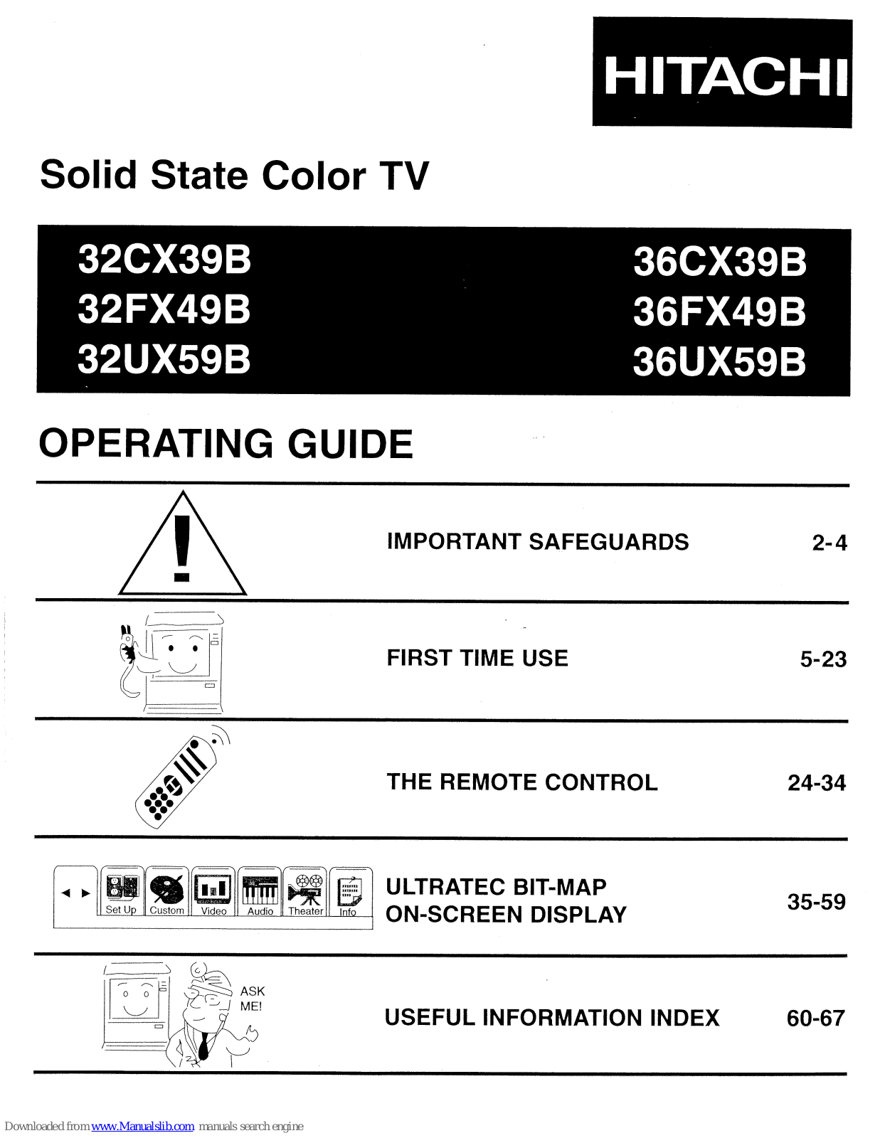 Hitachi 32CX39B,32FX49B,32UX59B,36CX39B,36FX49B,36UX59B Operating Manual