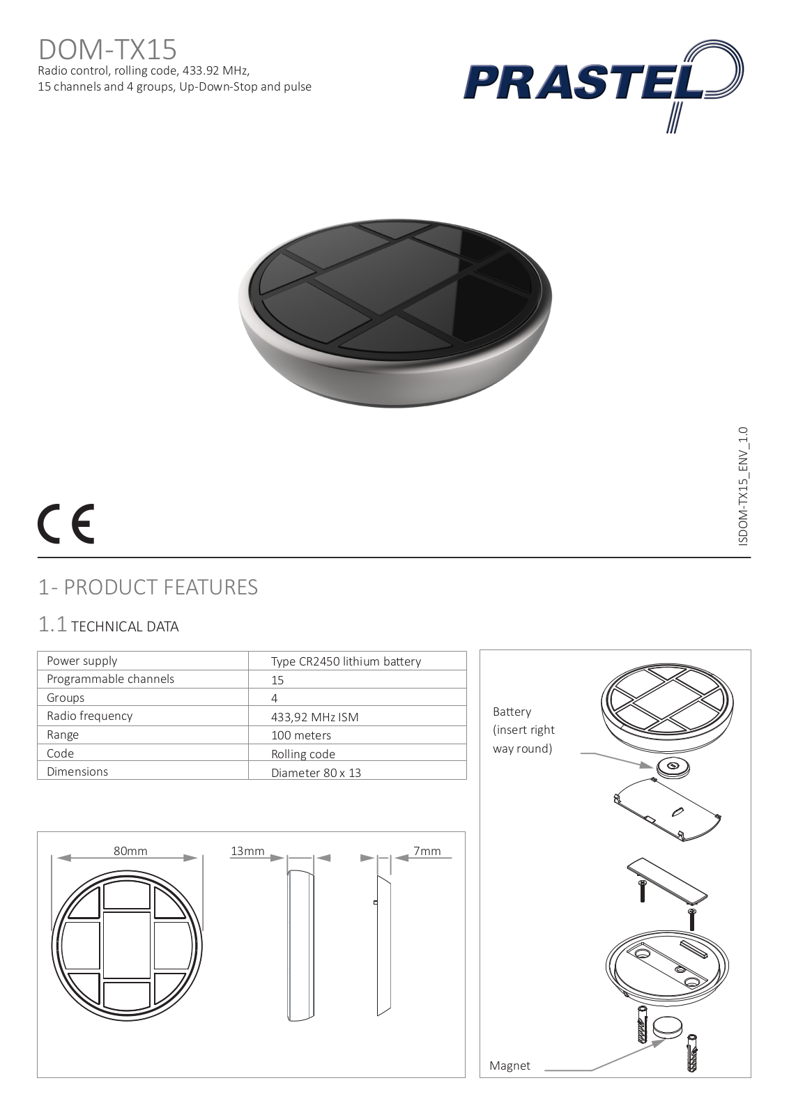 Prastel DOM-TX15 User Manual