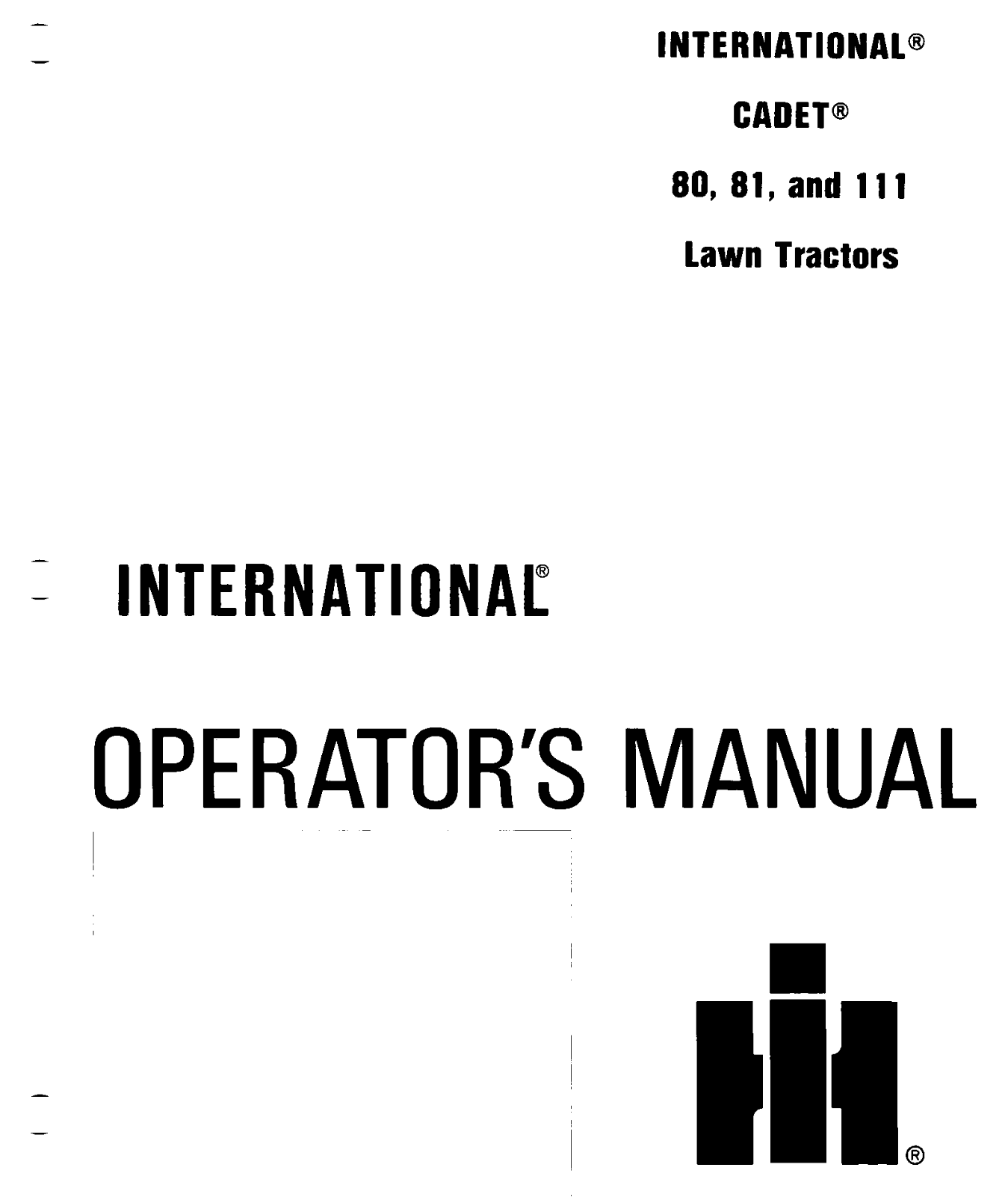 Mtd 80, 111, 81 operators Manual