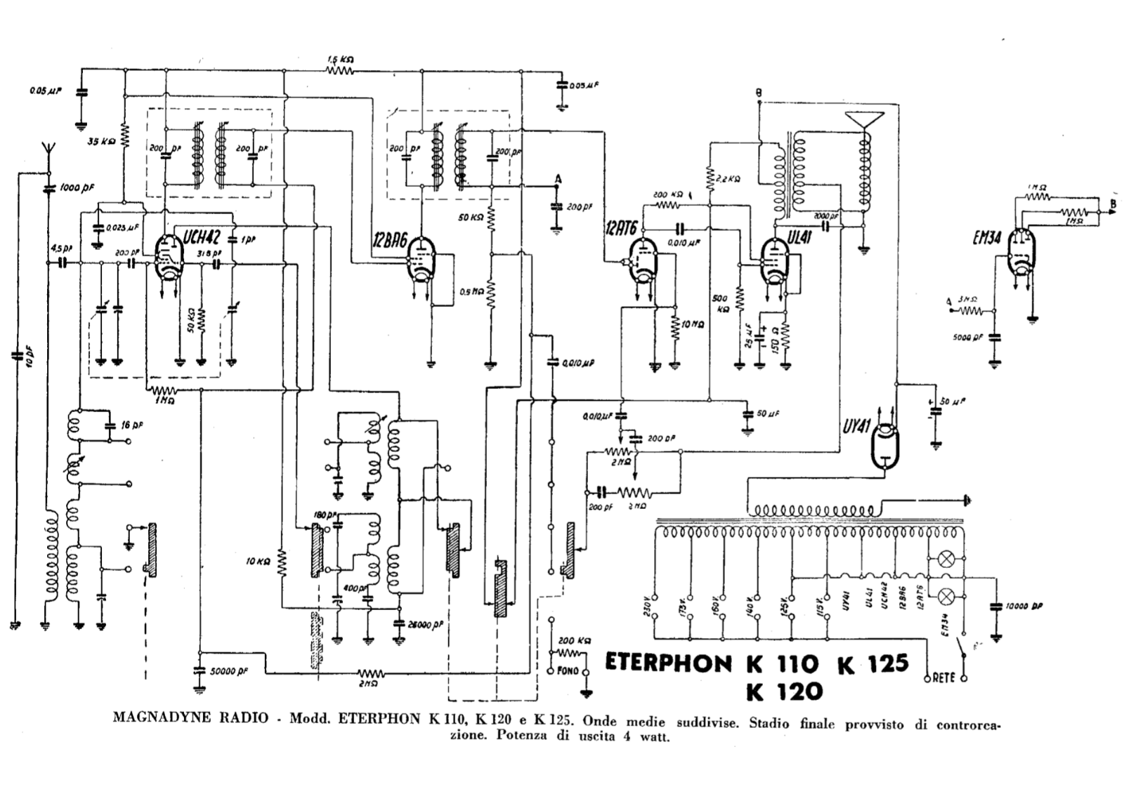 Magnadyne k110, k120, k125 schematic