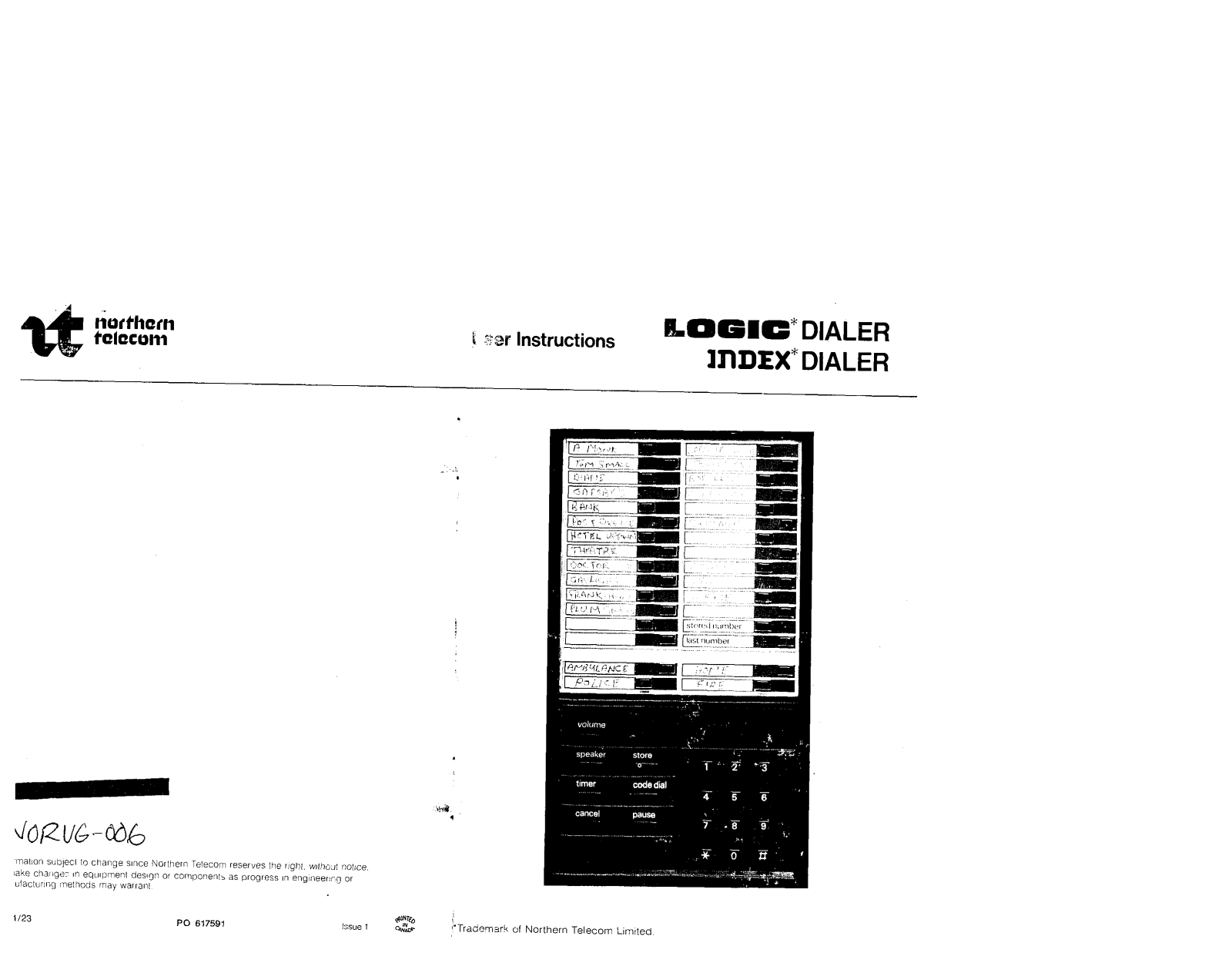 Northern Telecom Logic User Guide