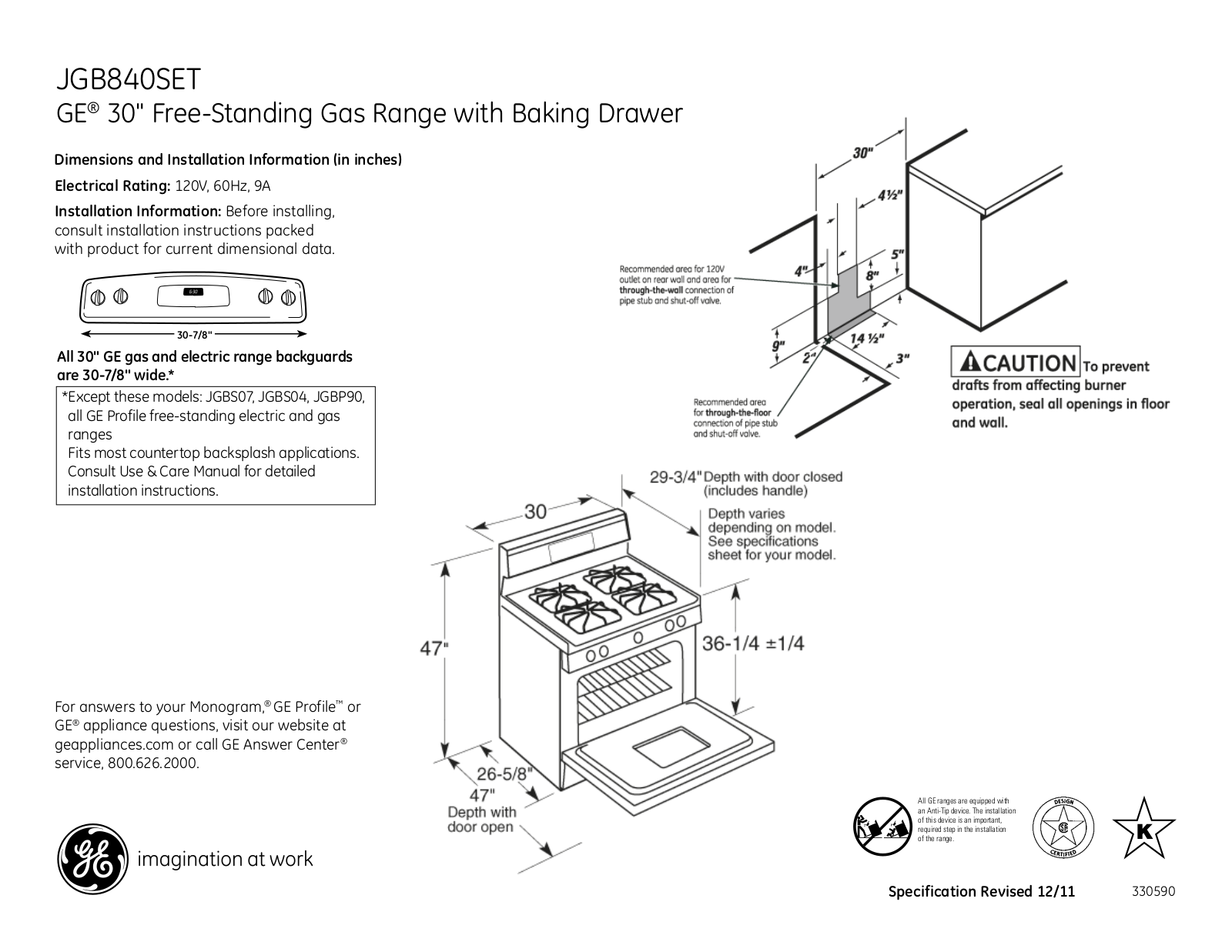 GE JGB840SET Specification