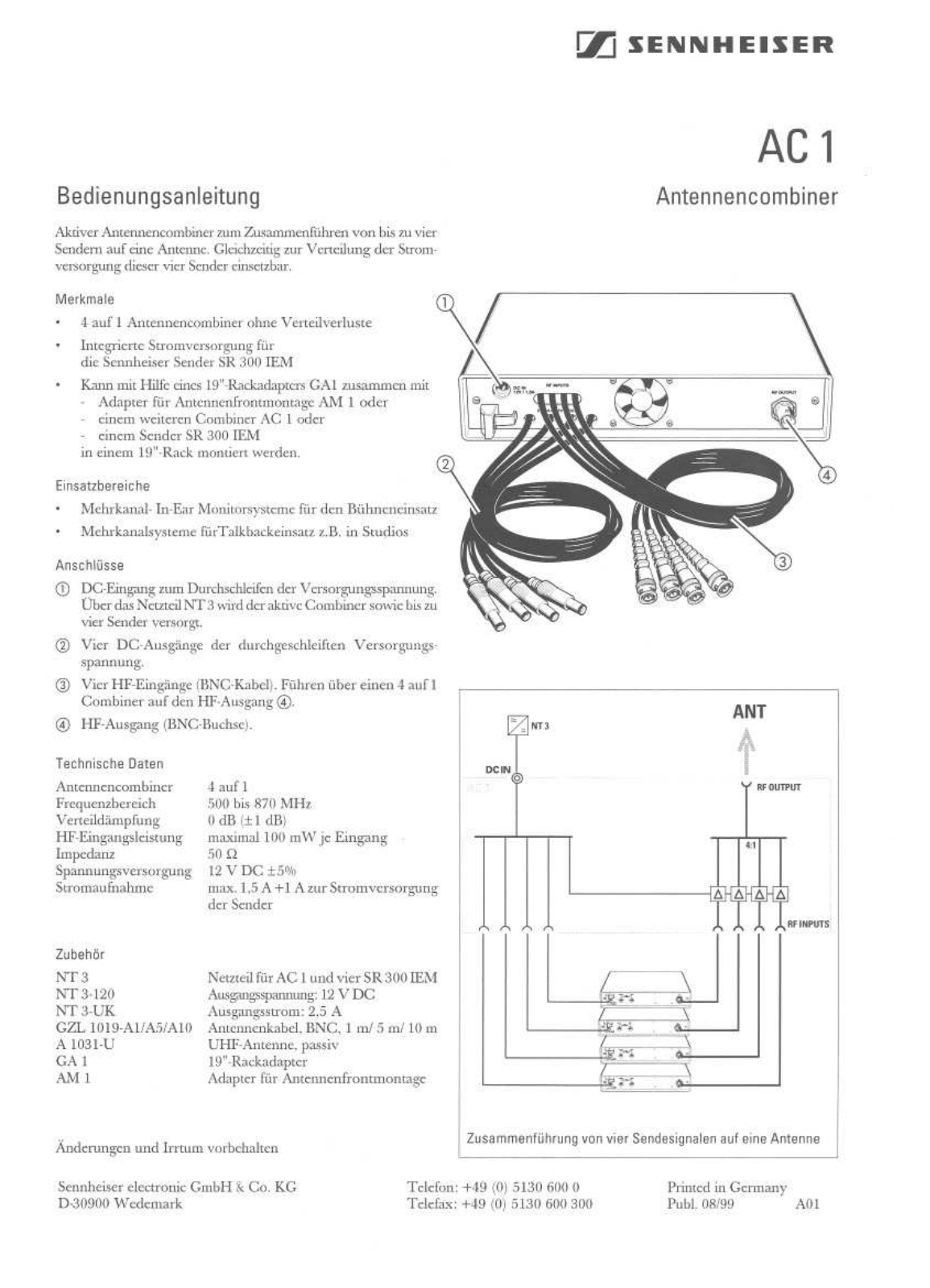 Sennheiser AC 1 Instruction Manual