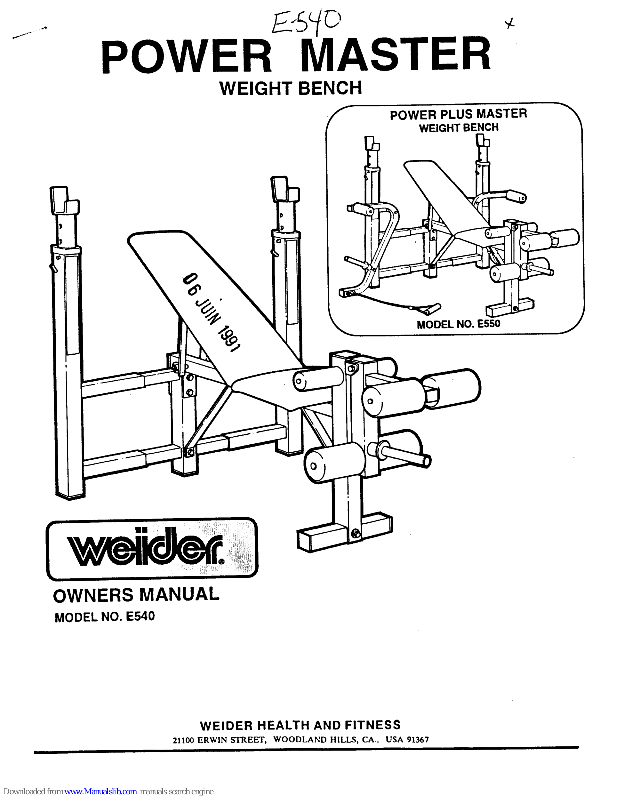 Weider E540 Master Manual - ManualMachine.com