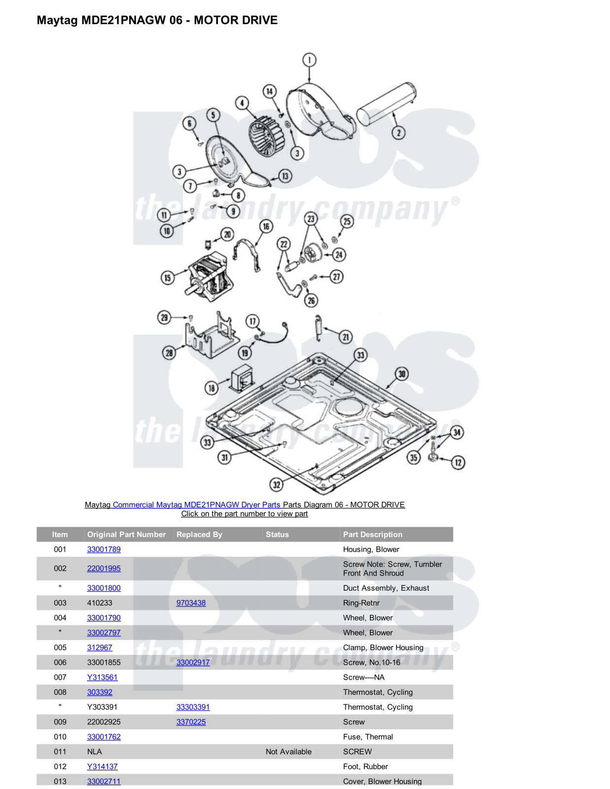 Maytag MDE21PNAGW Parts Diagram