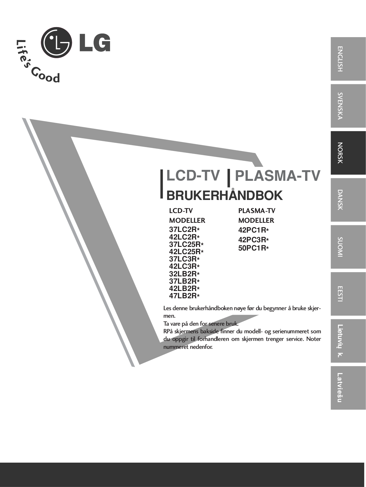 Lg 32LB1R, 37LB1R, 42LB1R User Manual