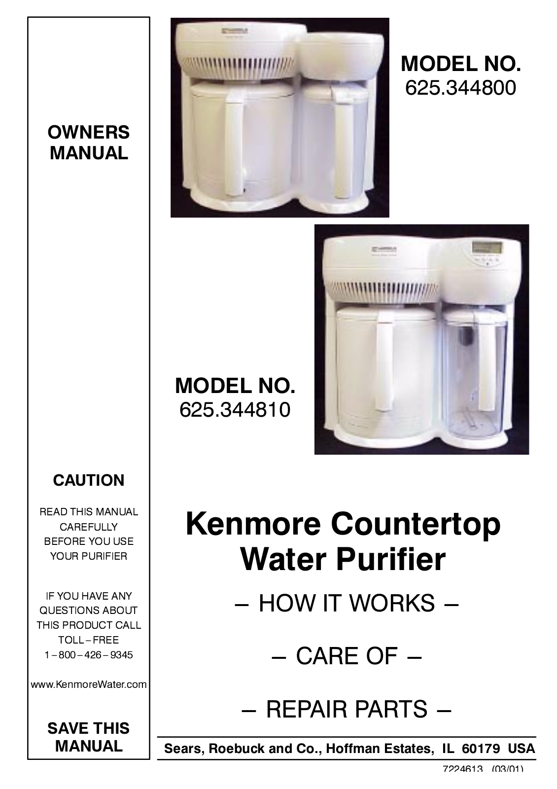 Kenmore 625.344800, 625.344810 User Manual