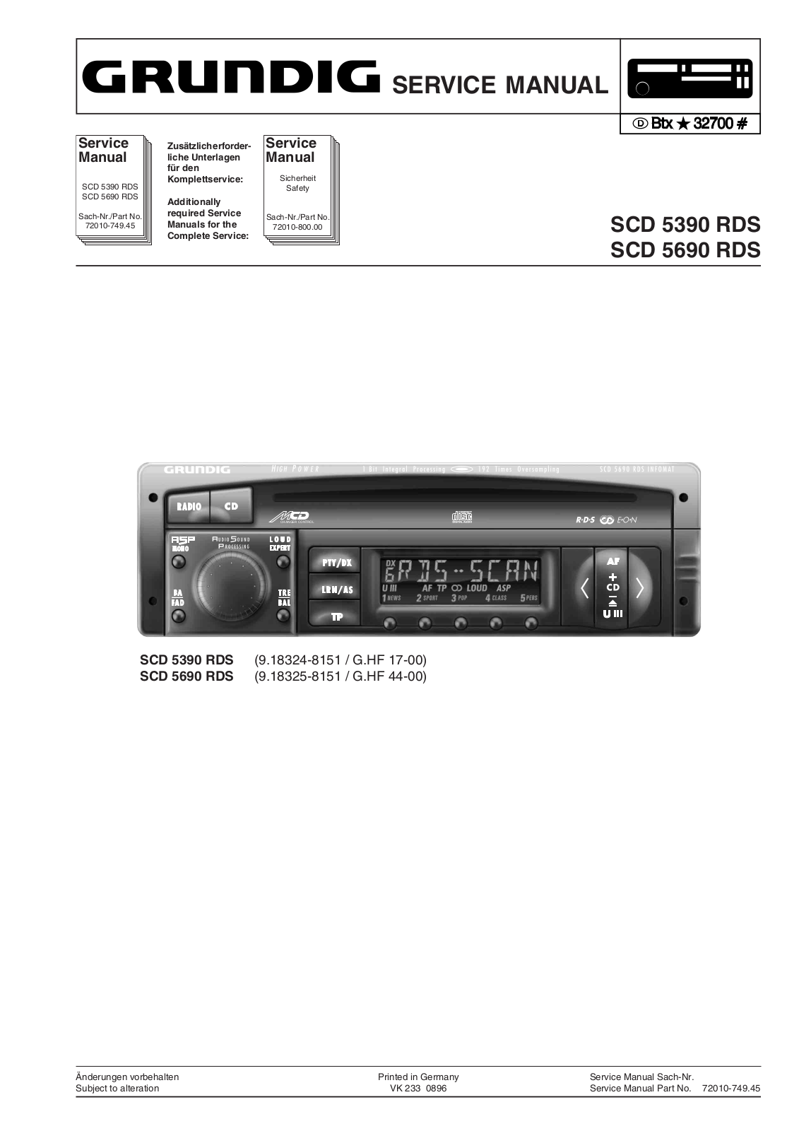 Grundig SCD 5390 RDS, SCD 5690 RDS User Manual