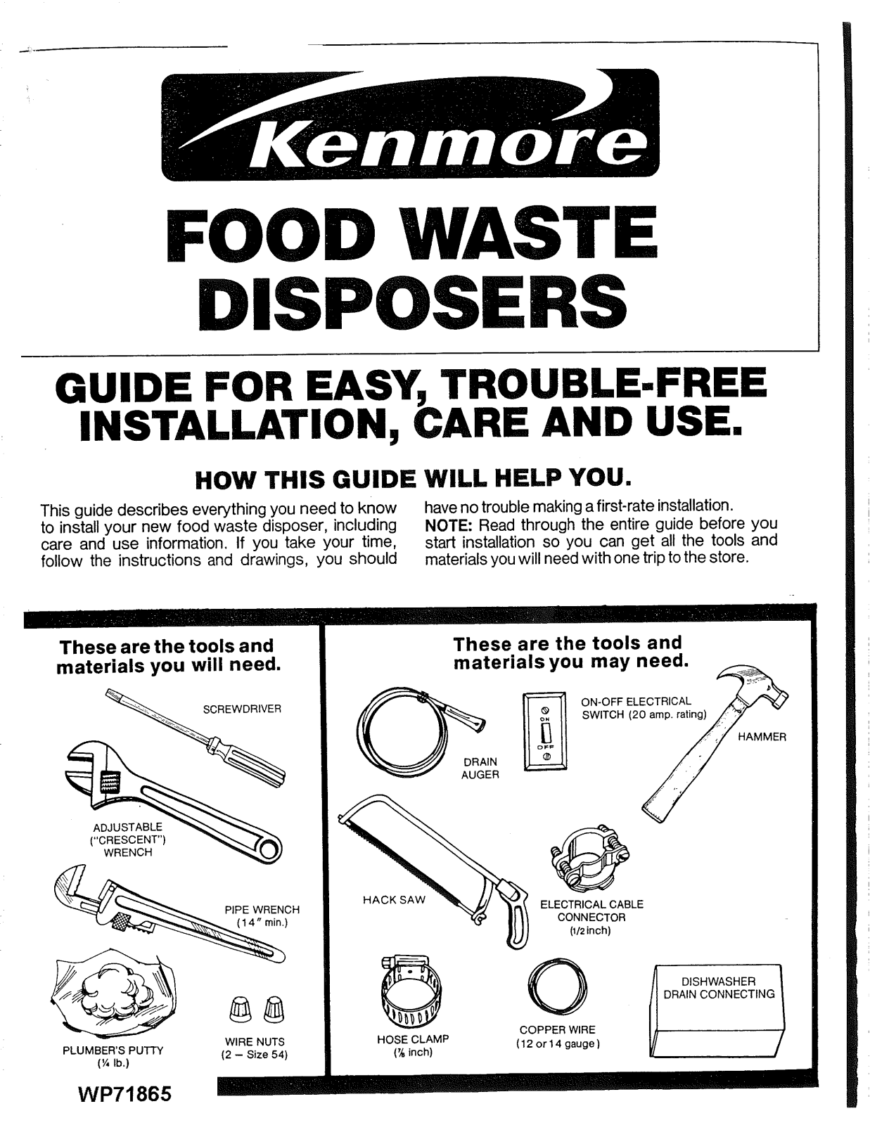 Kenmore 17560452, 17560451, 17560450 Owner’s Manual
