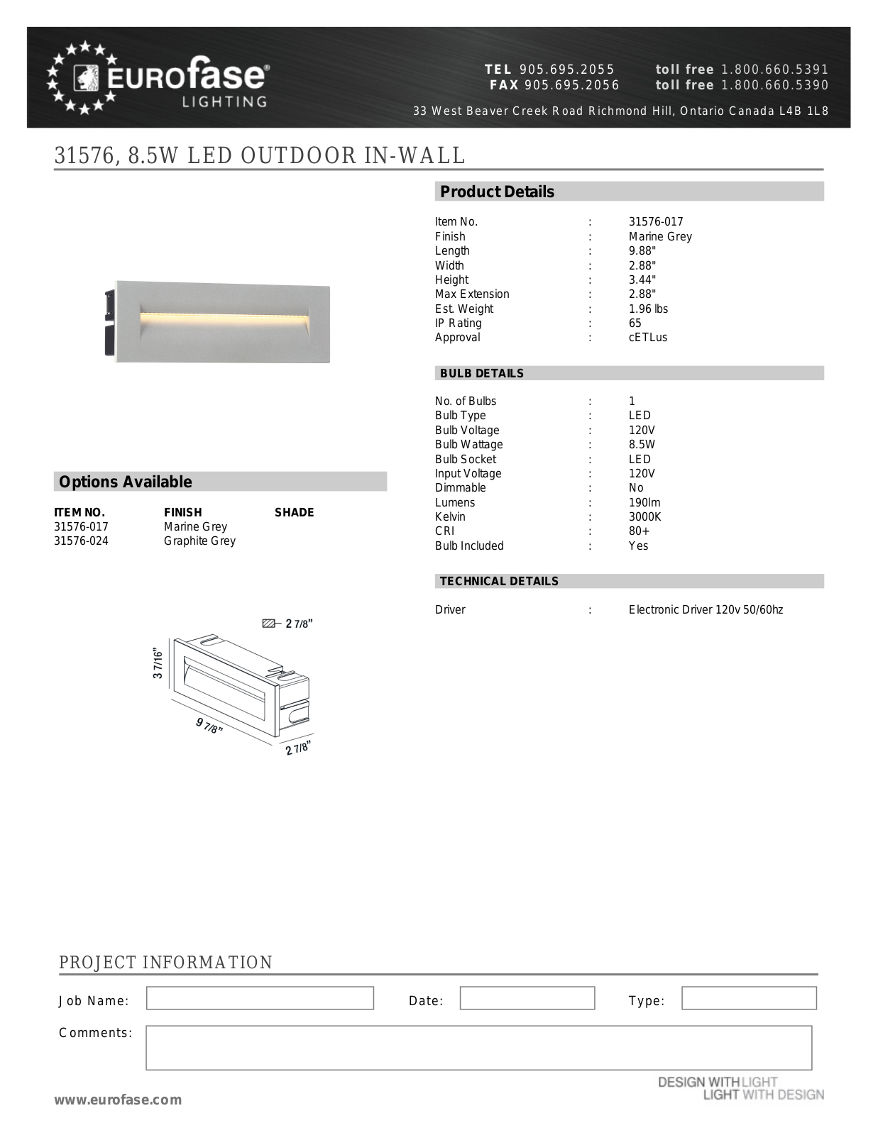 Eurofase XEO4331 Specifications - ManualMachine.com