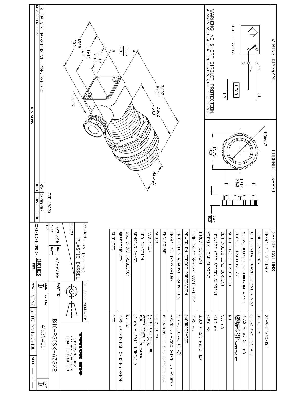 Turck BI10-P30SK-AZ3X2 Data Sheet