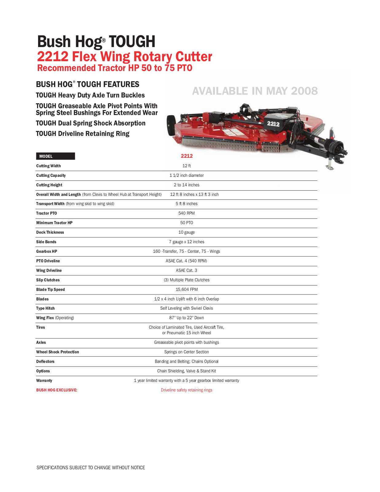 Bush Hog 2212 User Manual