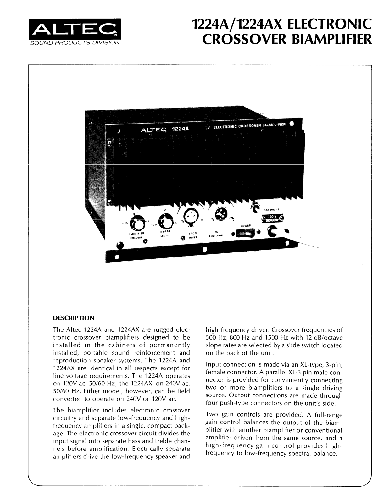 Altec Lansing 1224A-X Schematic