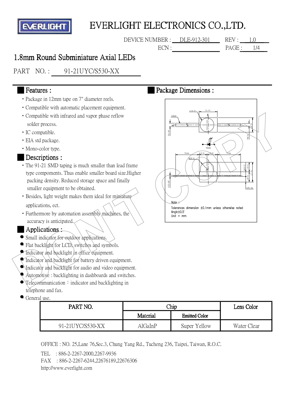 EVERLIGHT EVL 91-21UYC/S5 Datasheet - ManualMachine.com