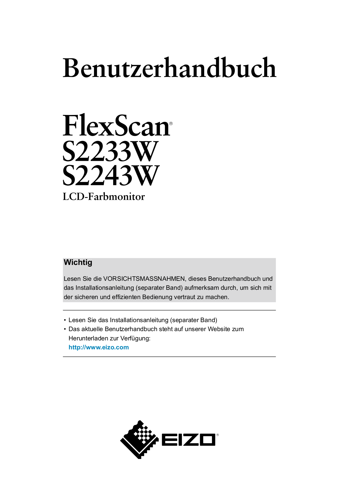 Eizo FLEXSCAN S2233W, FLEXSCAN S2243W User Manual