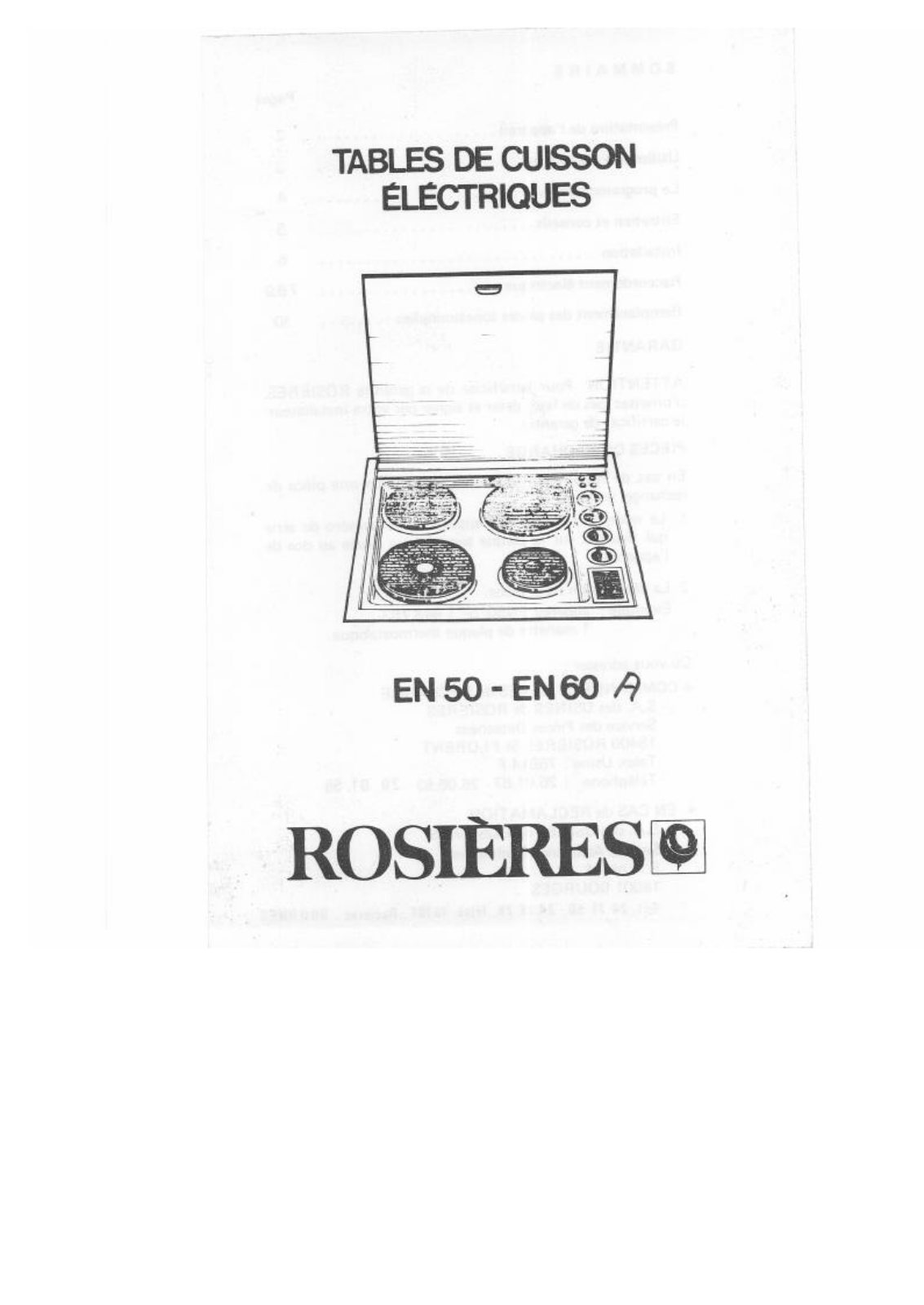 Rosieres EN 50, EN 60 User Manual