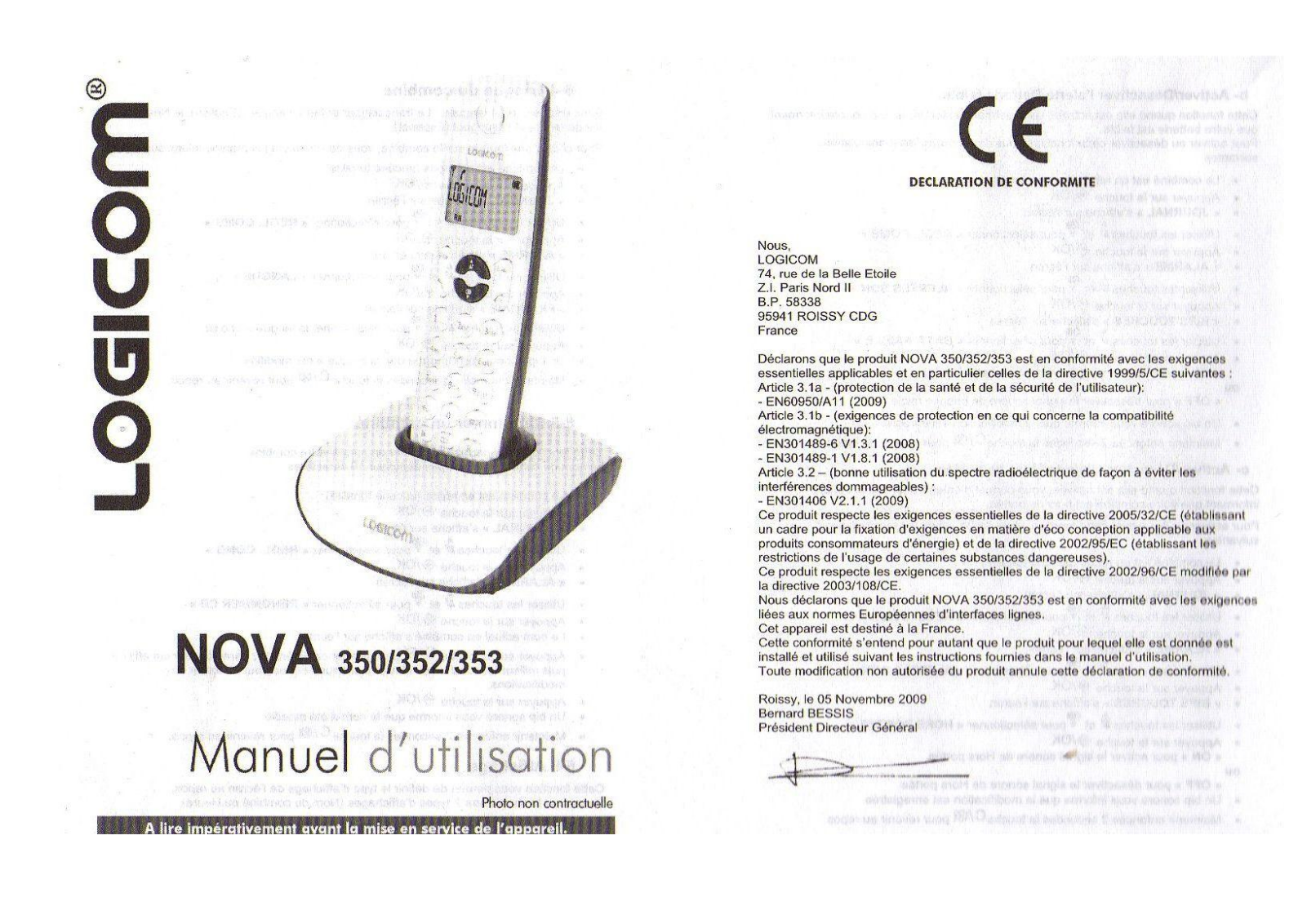 Logicom NOVA 353, NOVA 350, NOVA 352 User Manual