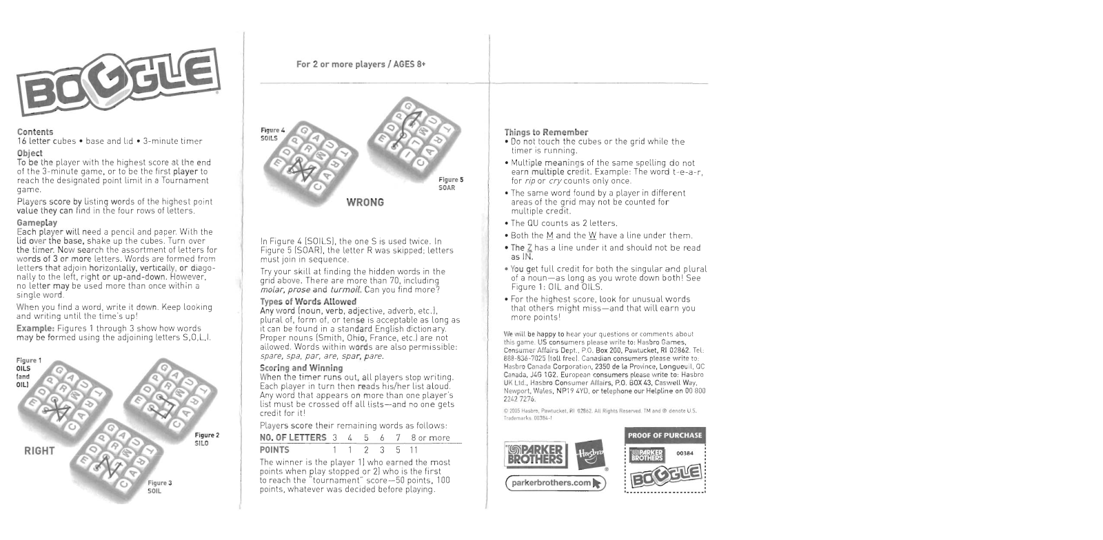 HASBRO Boggle 2005 User Manual