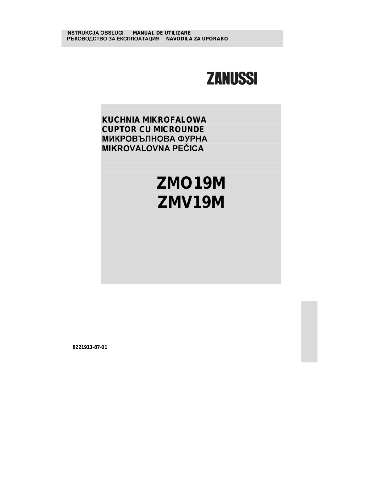 Zanussi ZMV19M, ZMO19M User Manual