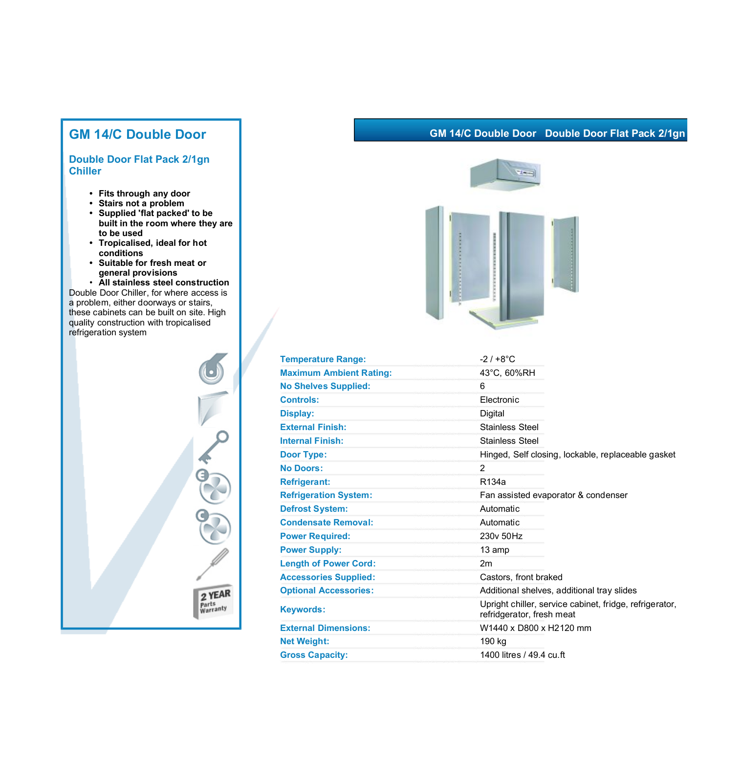 Valera GM 14-C DOUBLE DOOR DATASHEET