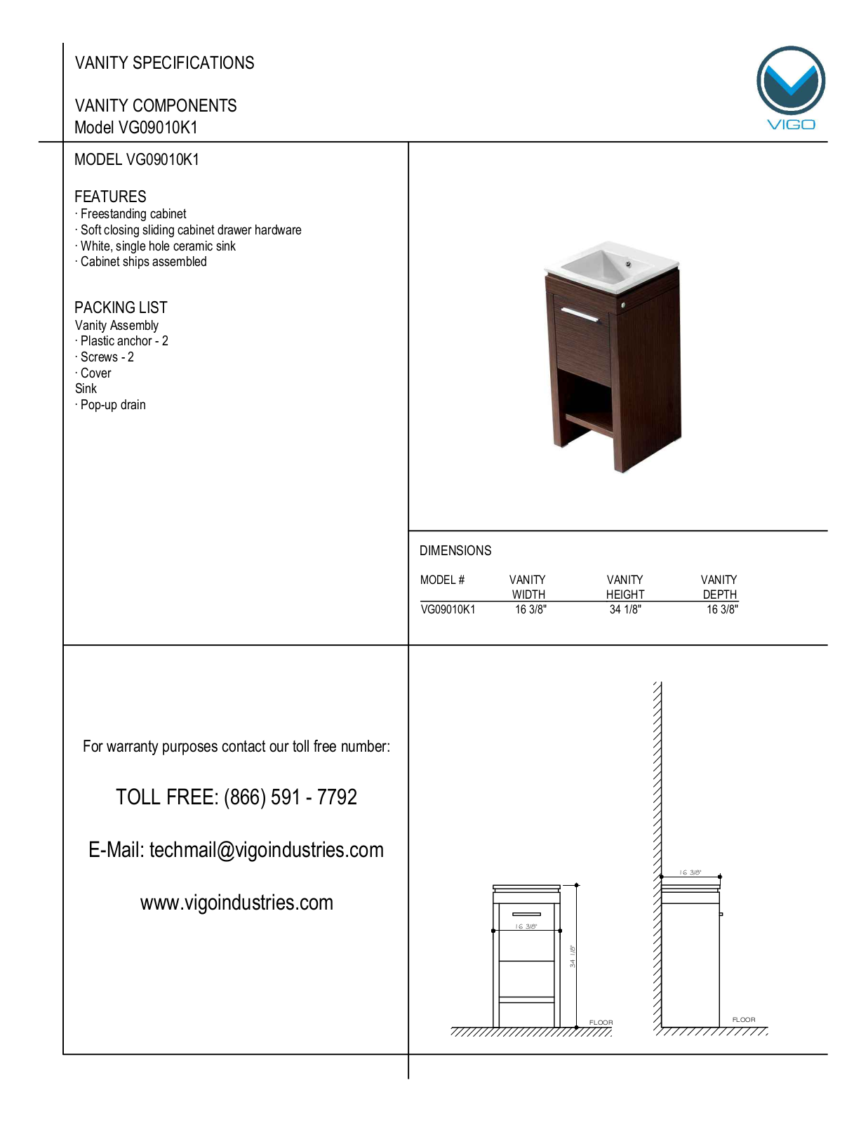 Vigo VG09010K1 User Manual