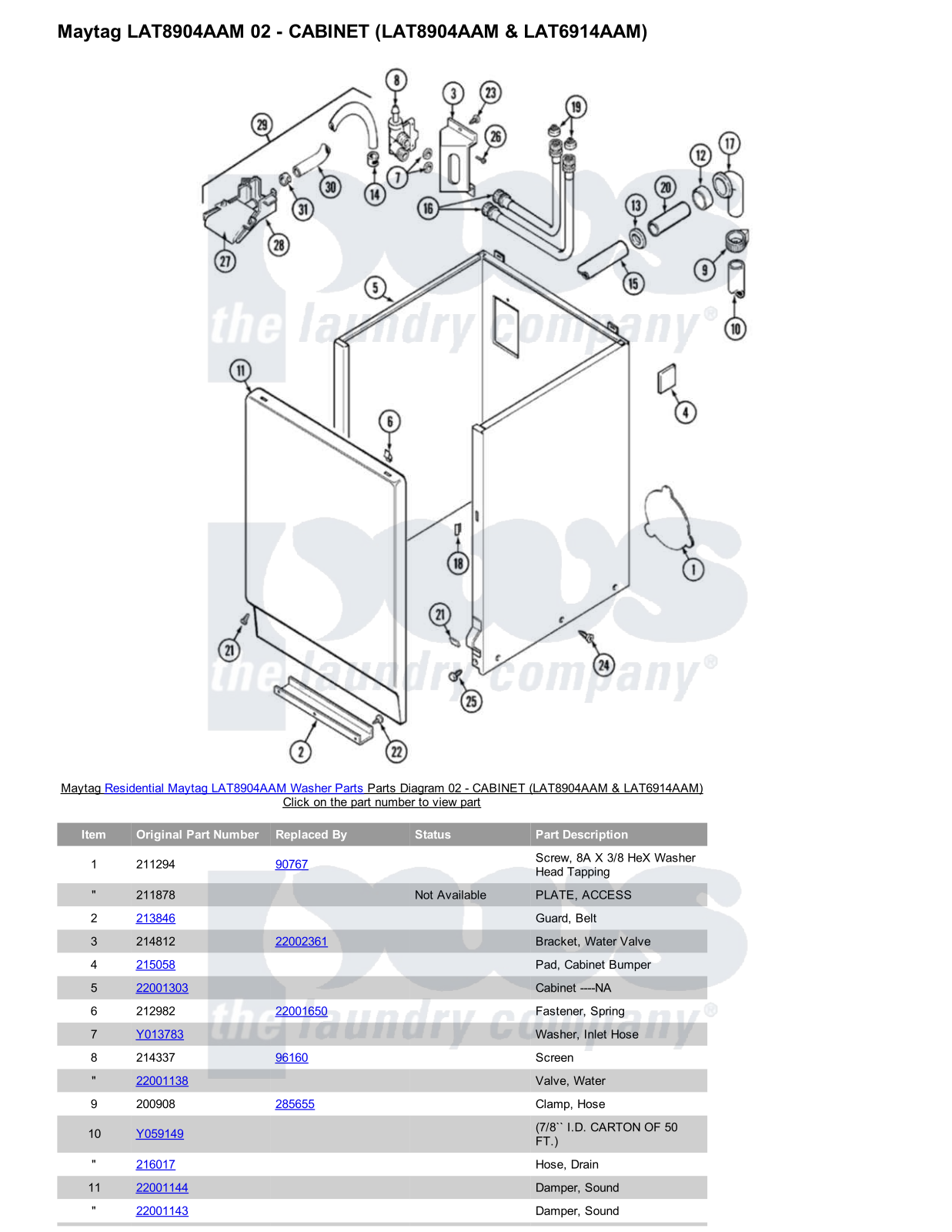 Maytag LAT8904AAM Parts Diagram