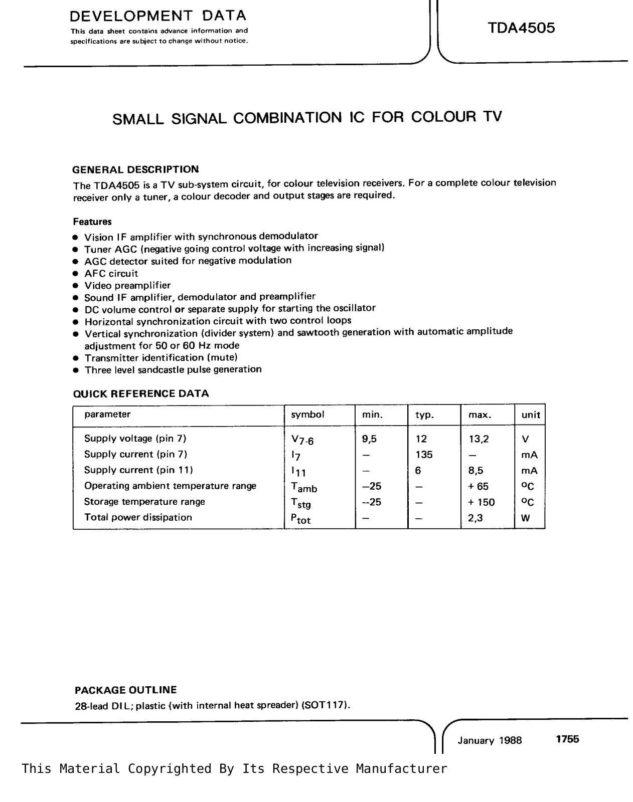 Philips TDA4505 Datasheet