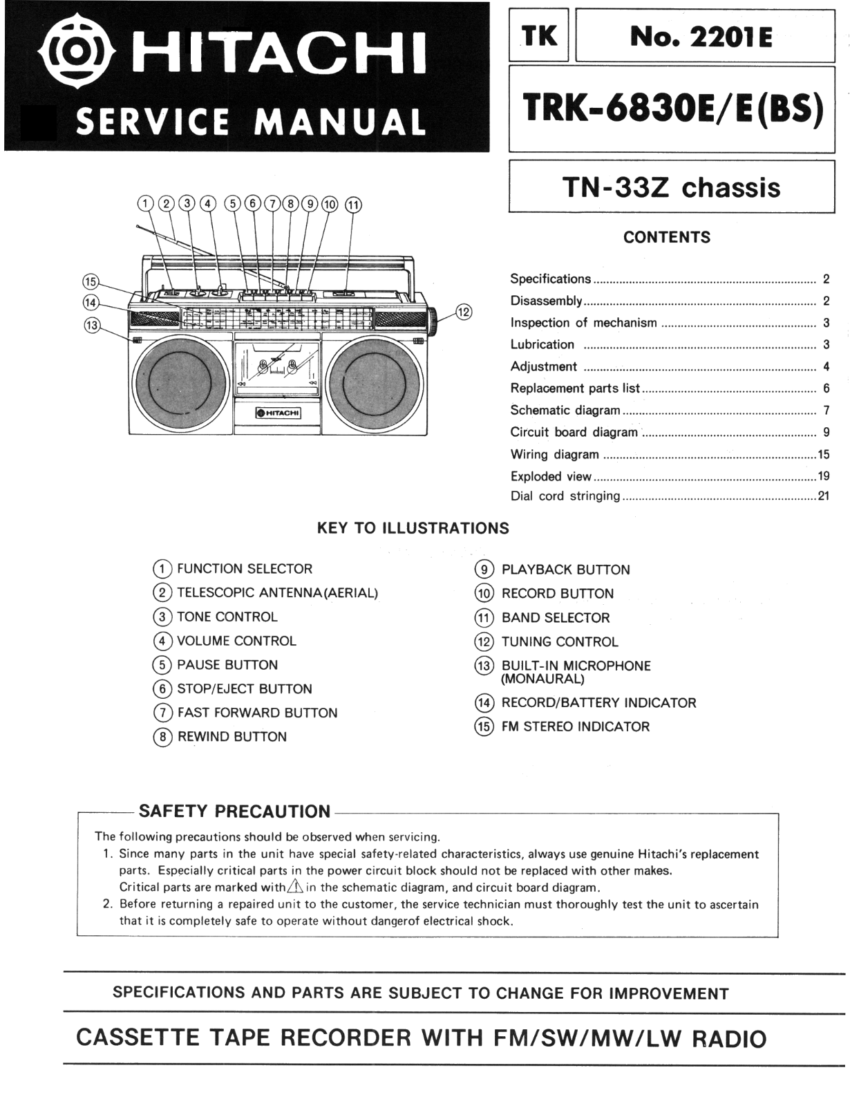 Hitachi TRK-6830-E Schematic