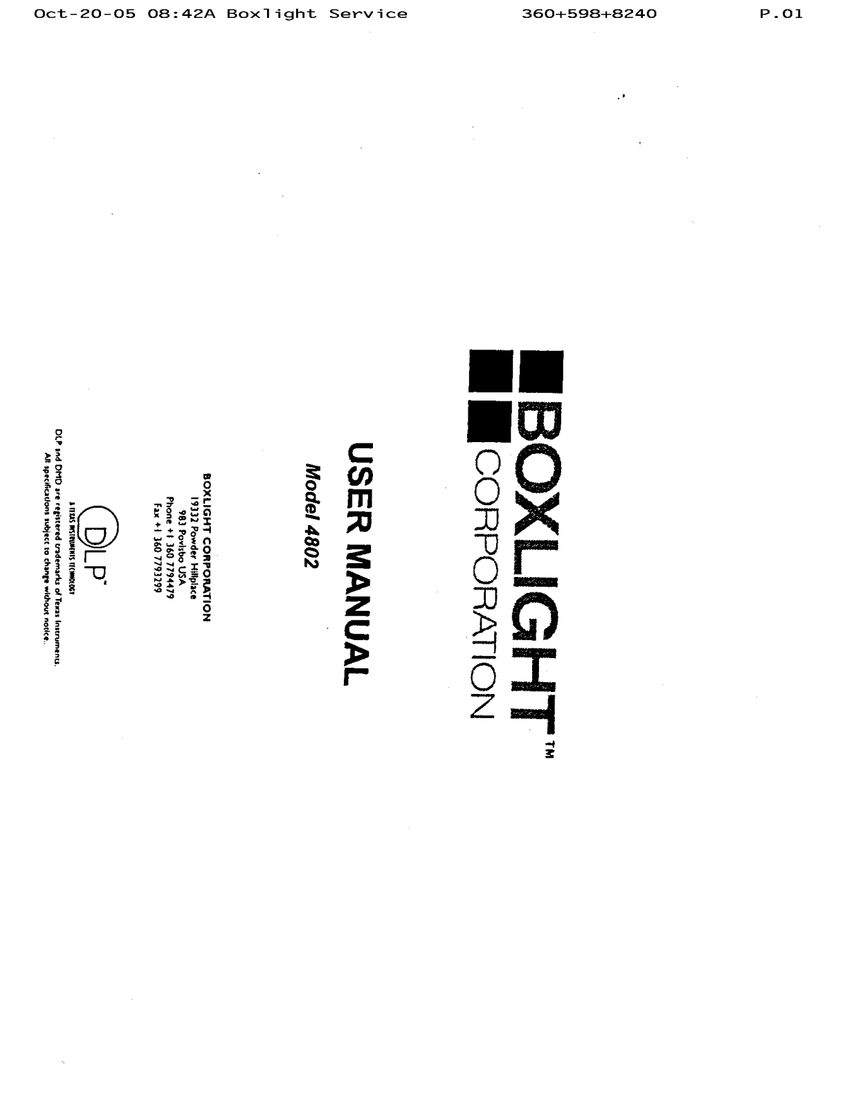 Boxlight 4802 User Manual