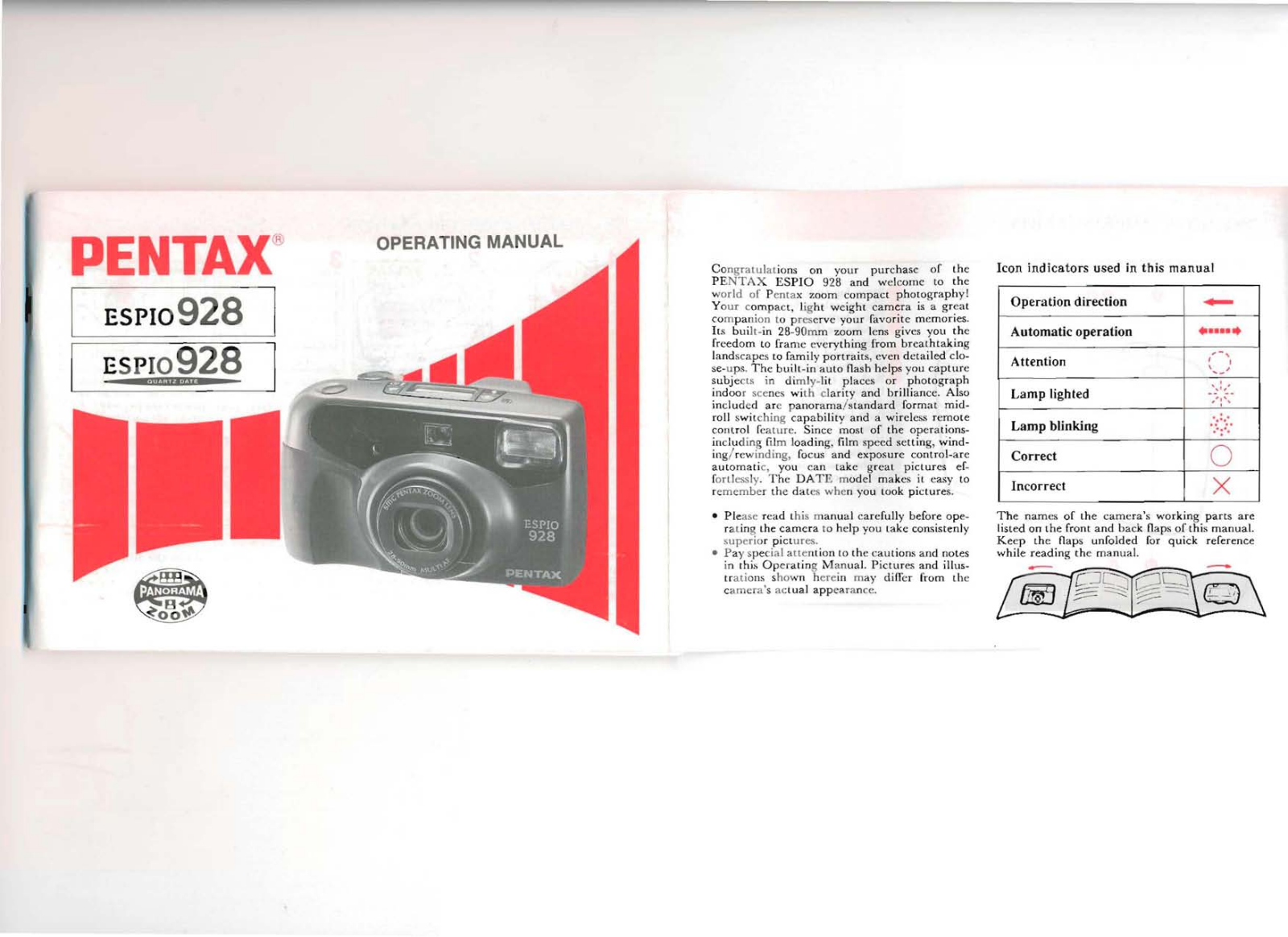 Pentax ESPIO 928 operating manual