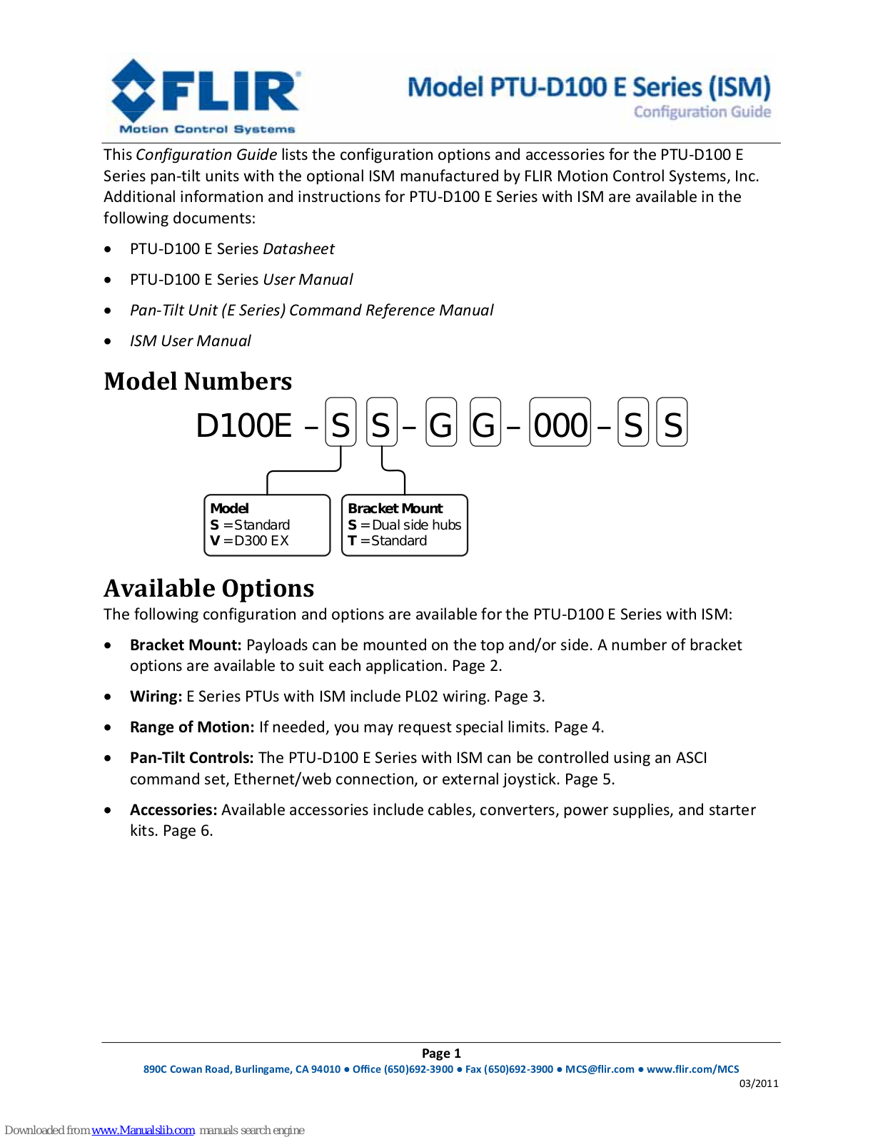 FLIR PTU-D100 E Series Configuration Manual