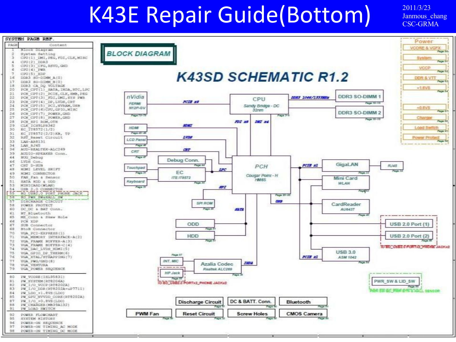 Asus K43E, K43SD Schematics