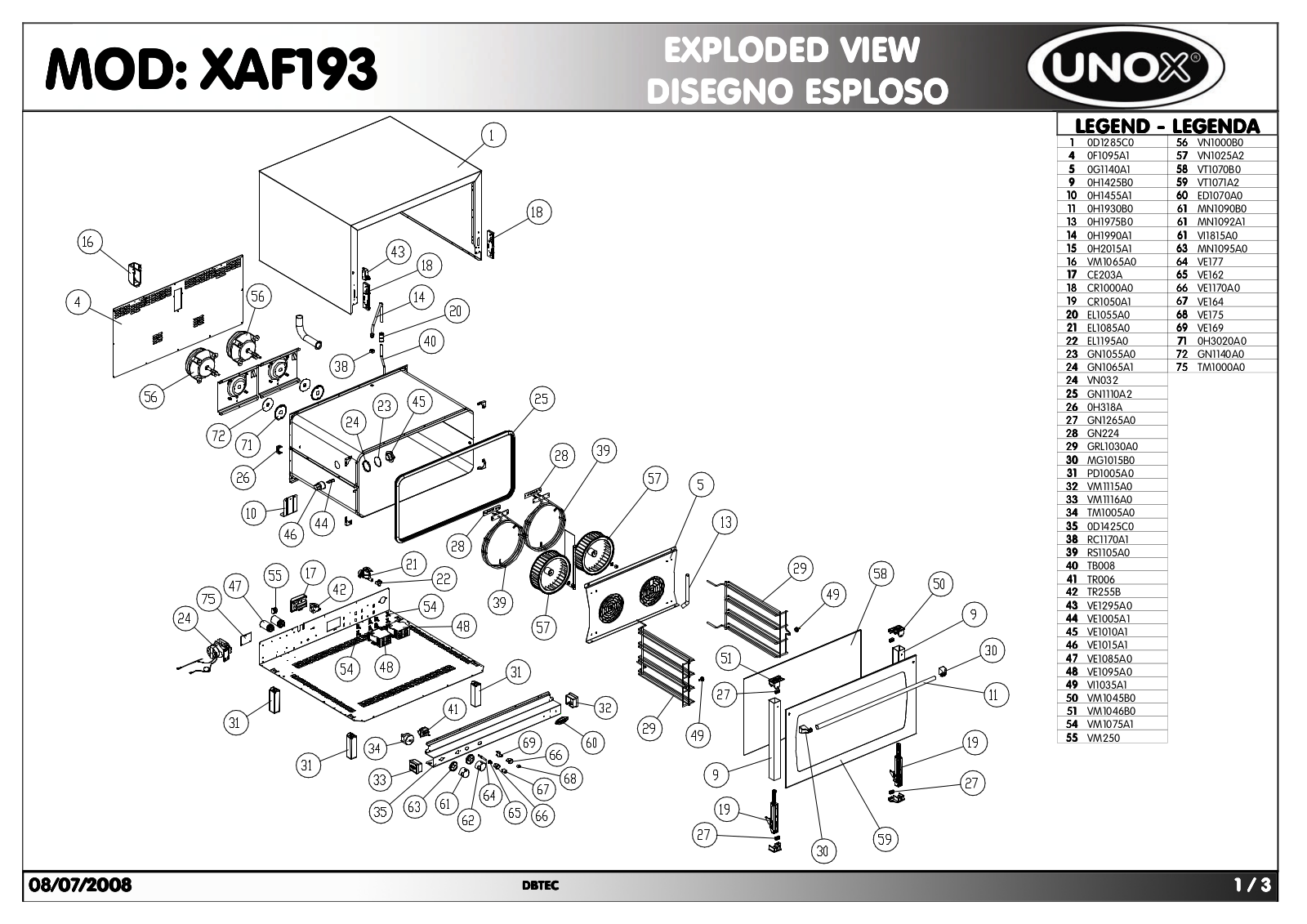 Cadco XAF-193 Parts List