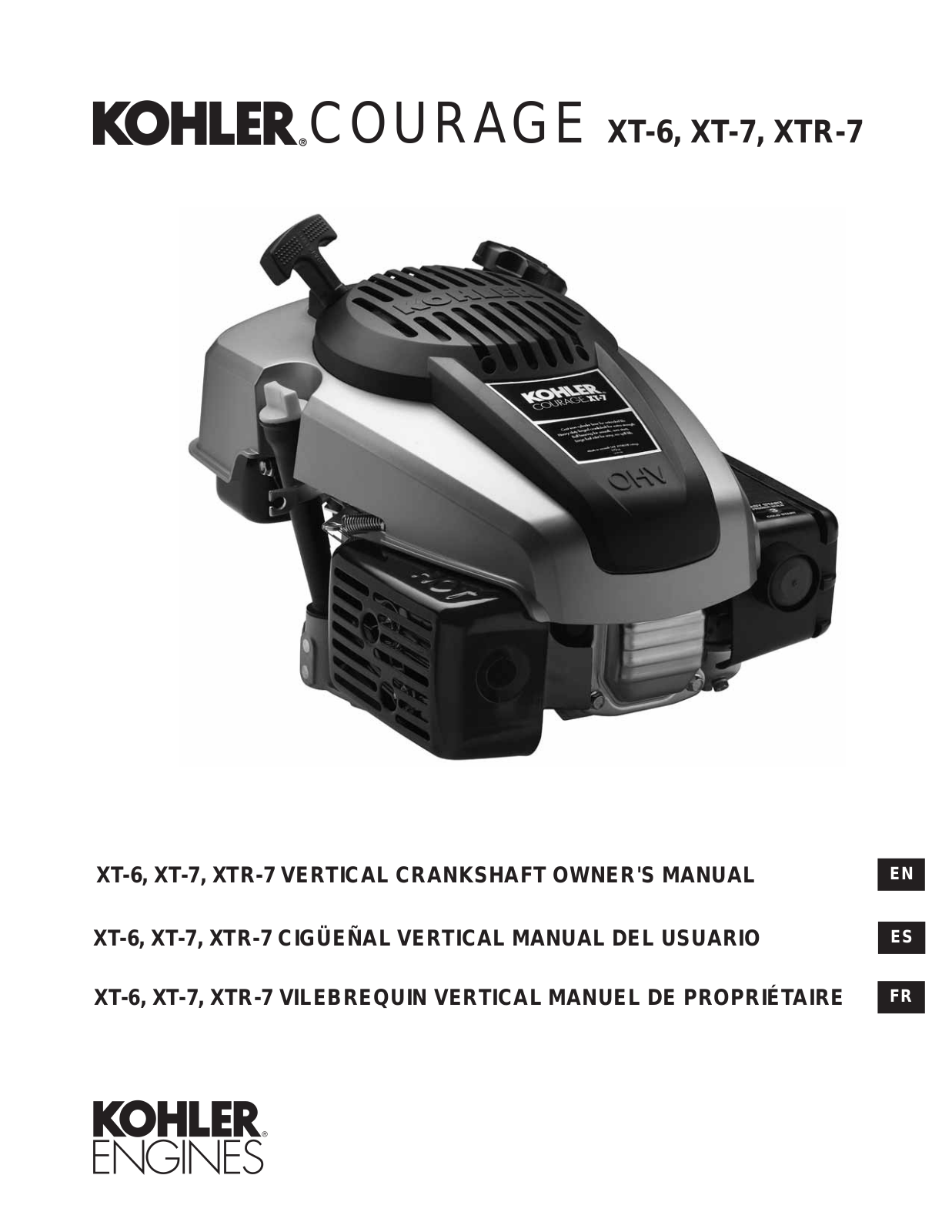 KOHLER XT-6, XT-7, XT6.5, XT6.75, XTR-7 User Manual