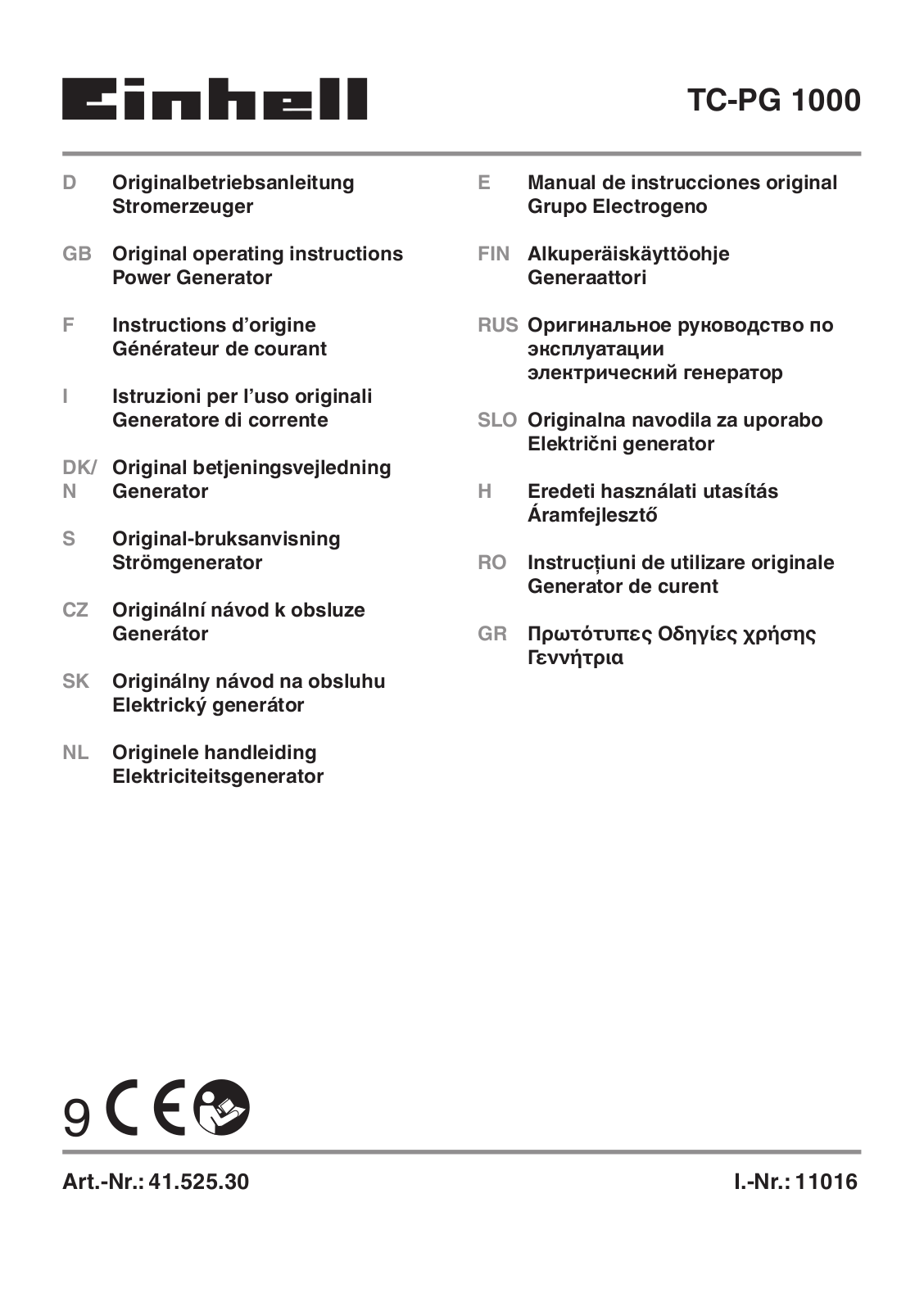 Einhell TC-PG 1000 operation manual