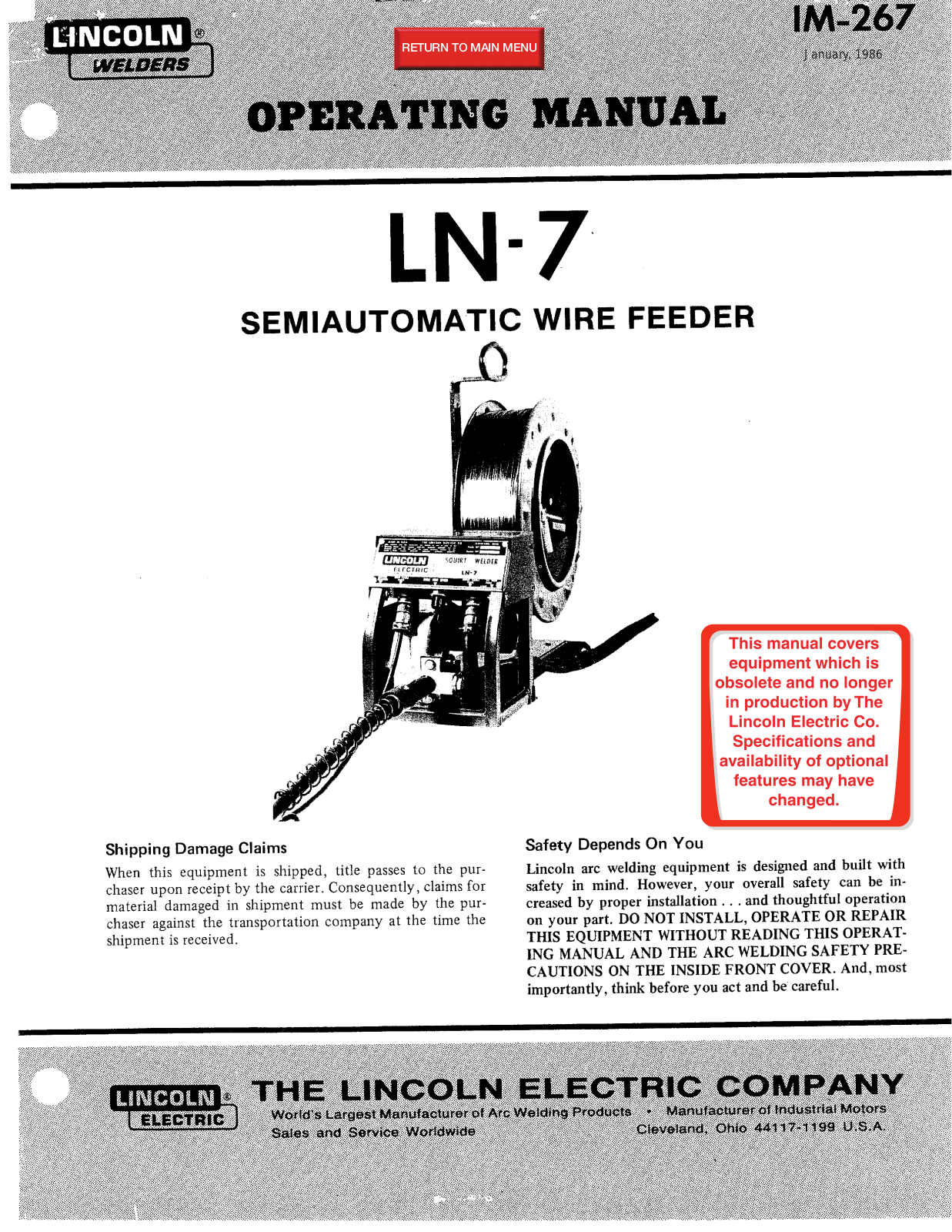 Lincoln IM-267 User Manual