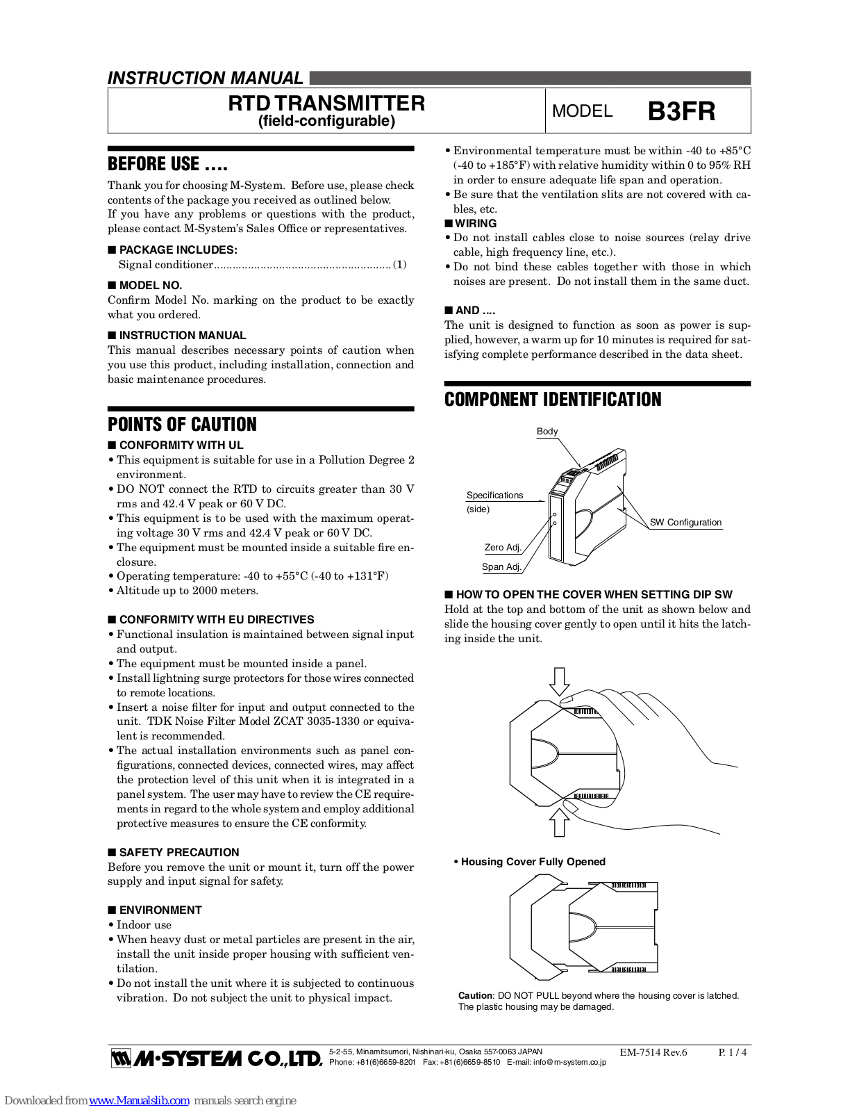 M-system B3FR Instruction Manual