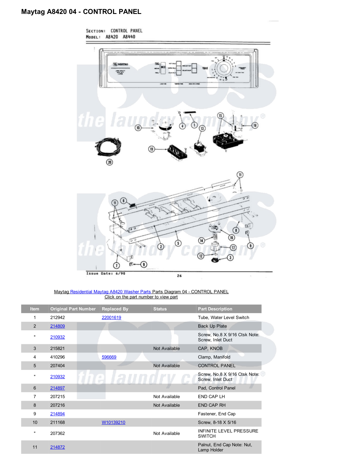 Maytag A8420 Parts Diagram