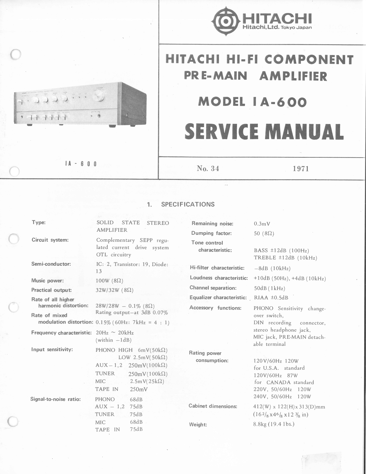 Hitachi IA-600 Service Manual
