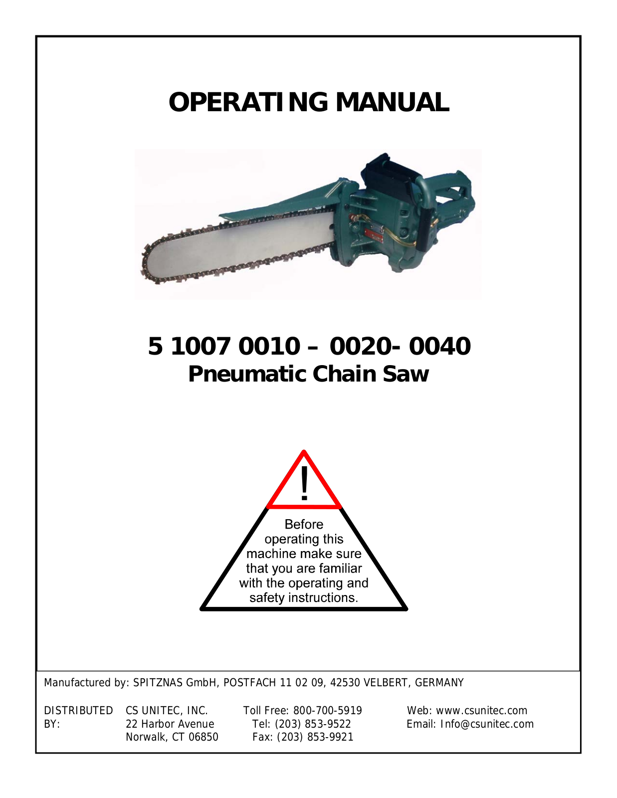Spitznas 5 1007 0010, 5 1007 0020, 5 1007 0040 Operating Manual - ManualMachine.com