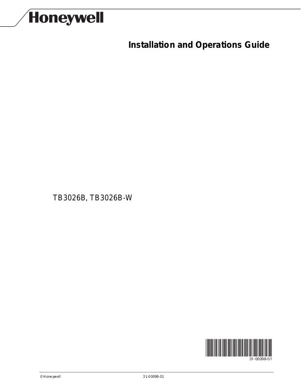 Honeywell TB3026B, TB3026B-W Operation Manual