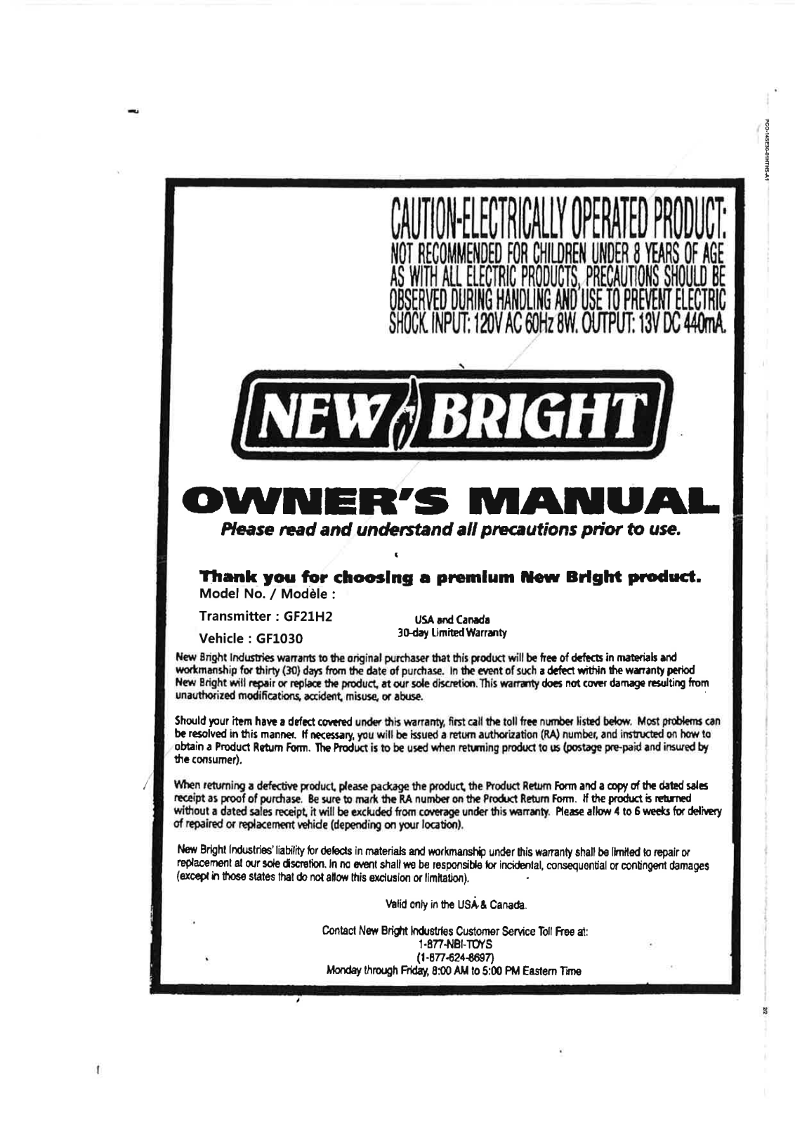 New Bright Co GF21H2 User Manual