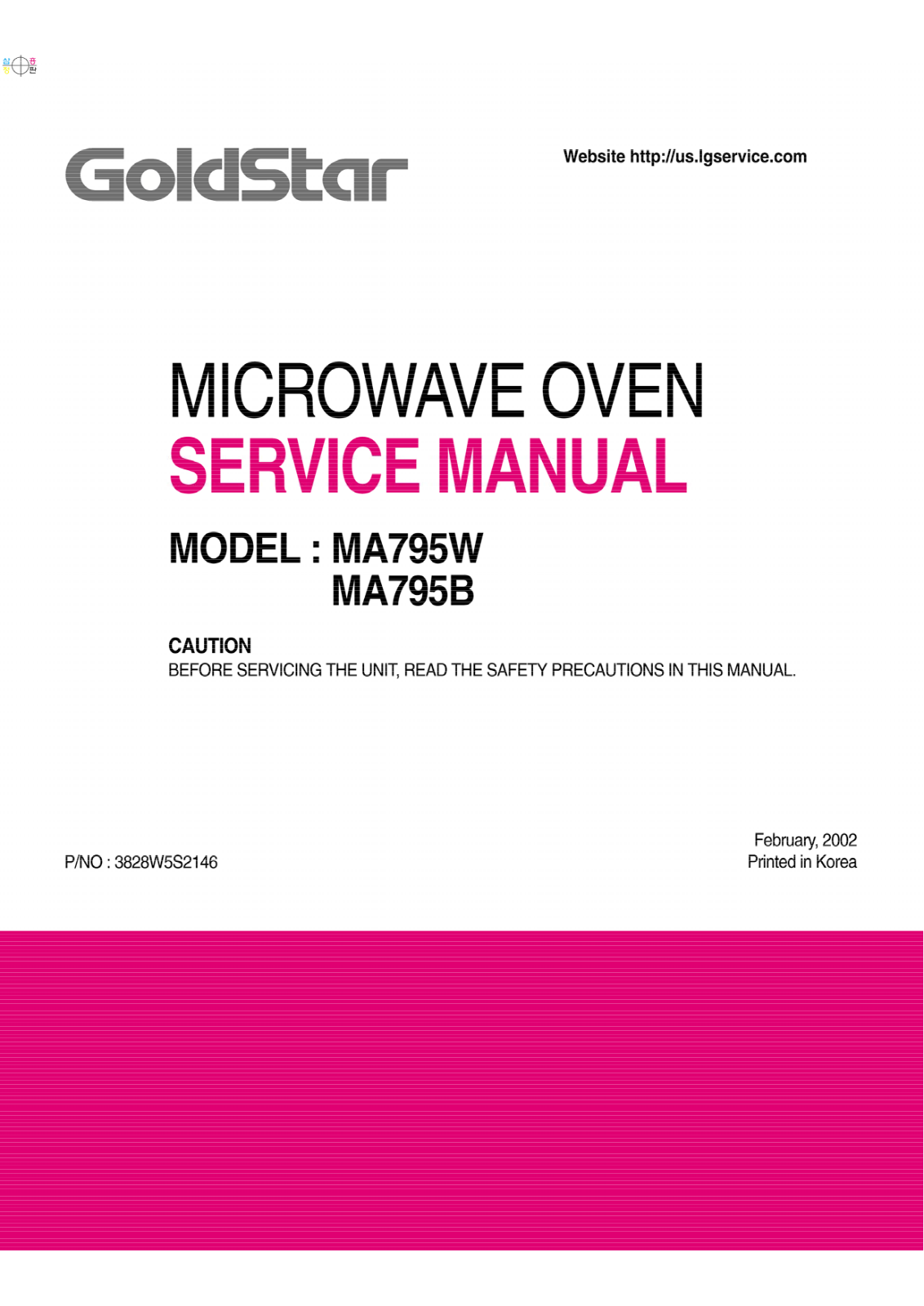 Goldstar Ma795w01, Ma795w, Ma795b Service Manual