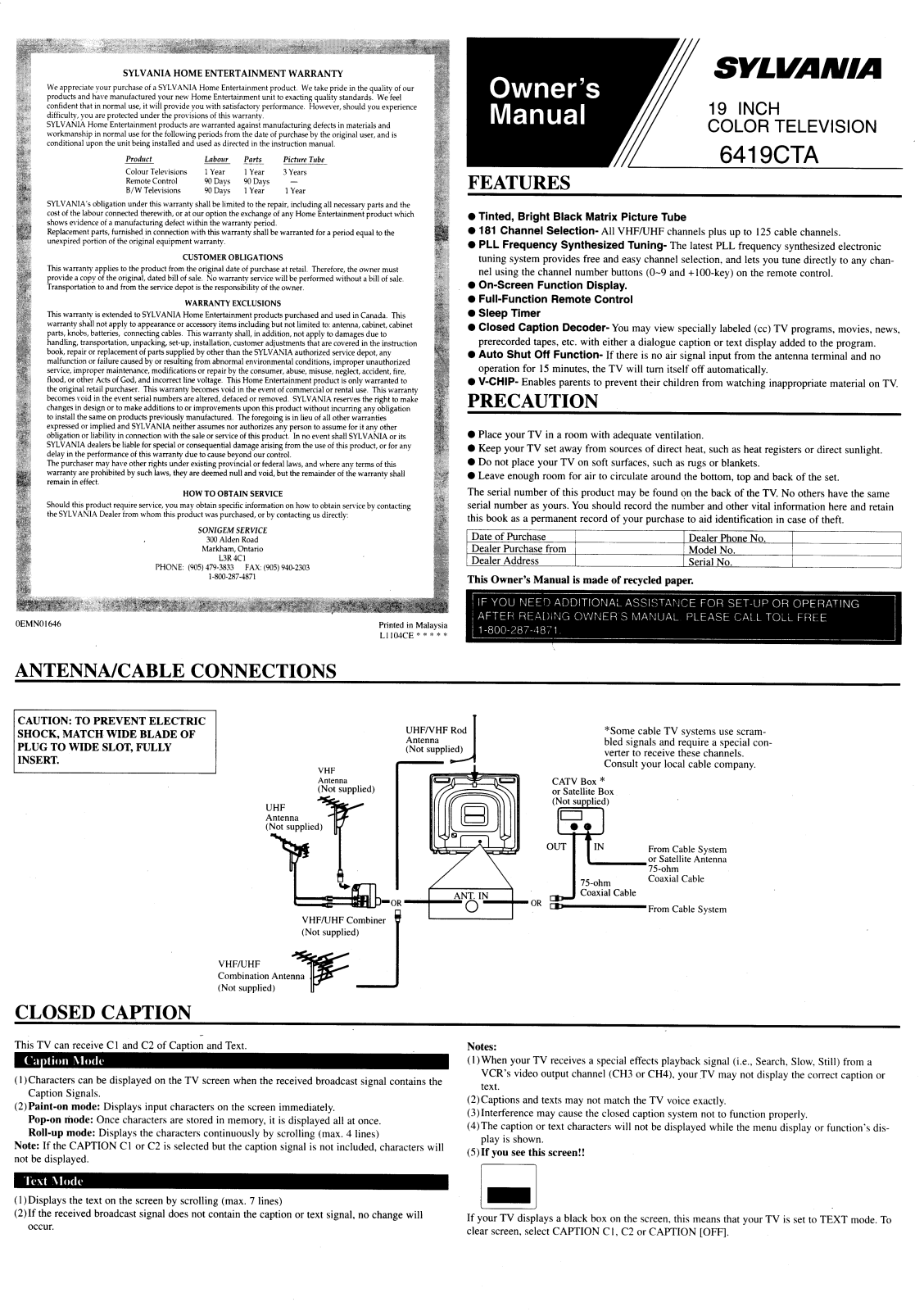 Sylvania 6419CTA User Manual