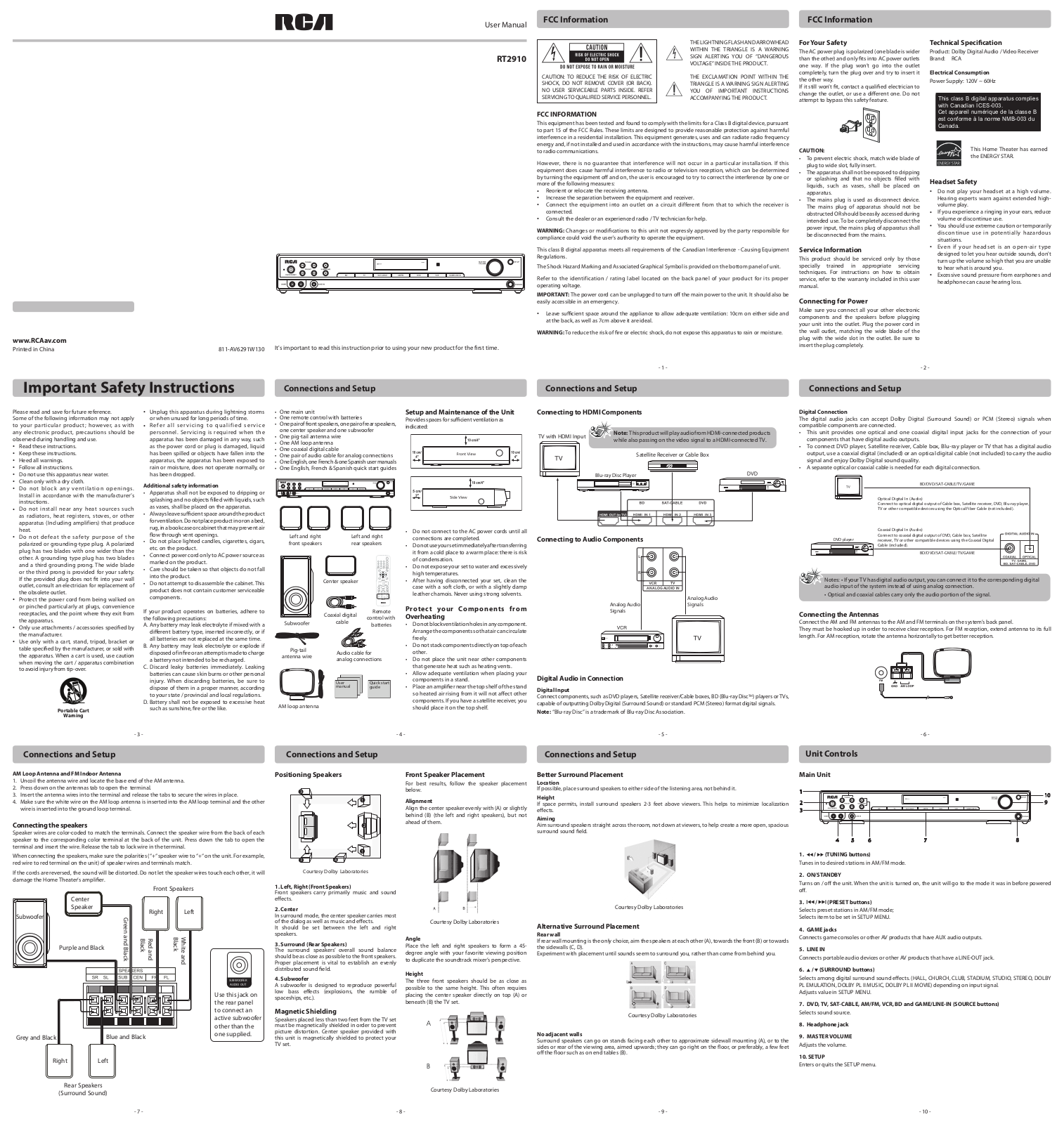 RCA RT2910 User Manual