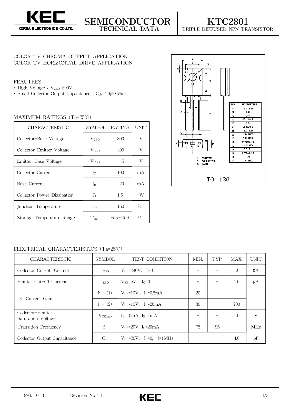 KEC KTC2801 Datasheet