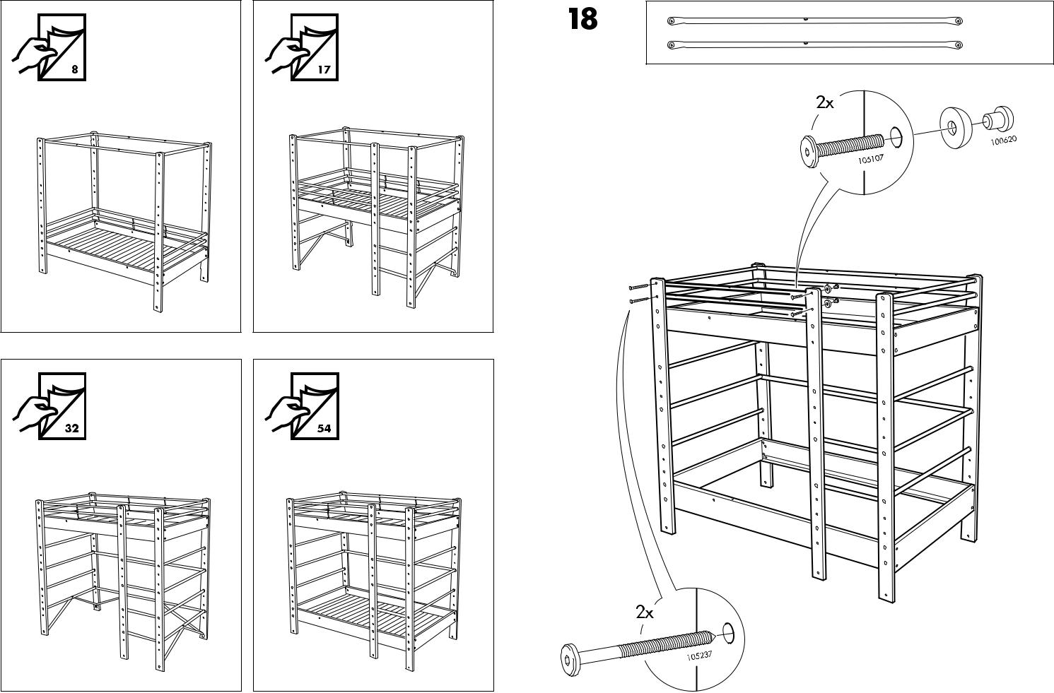IKEA LO BUNK BED FRAME TWIN Assembly Instruction