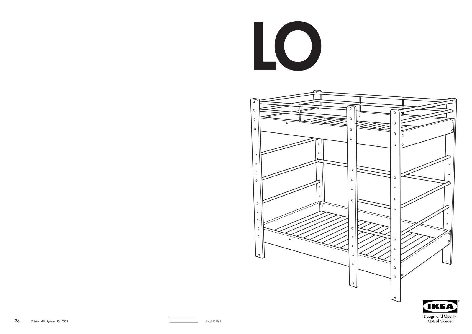 IKEA LO BUNK BED FRAME TWIN Assembly Instruction