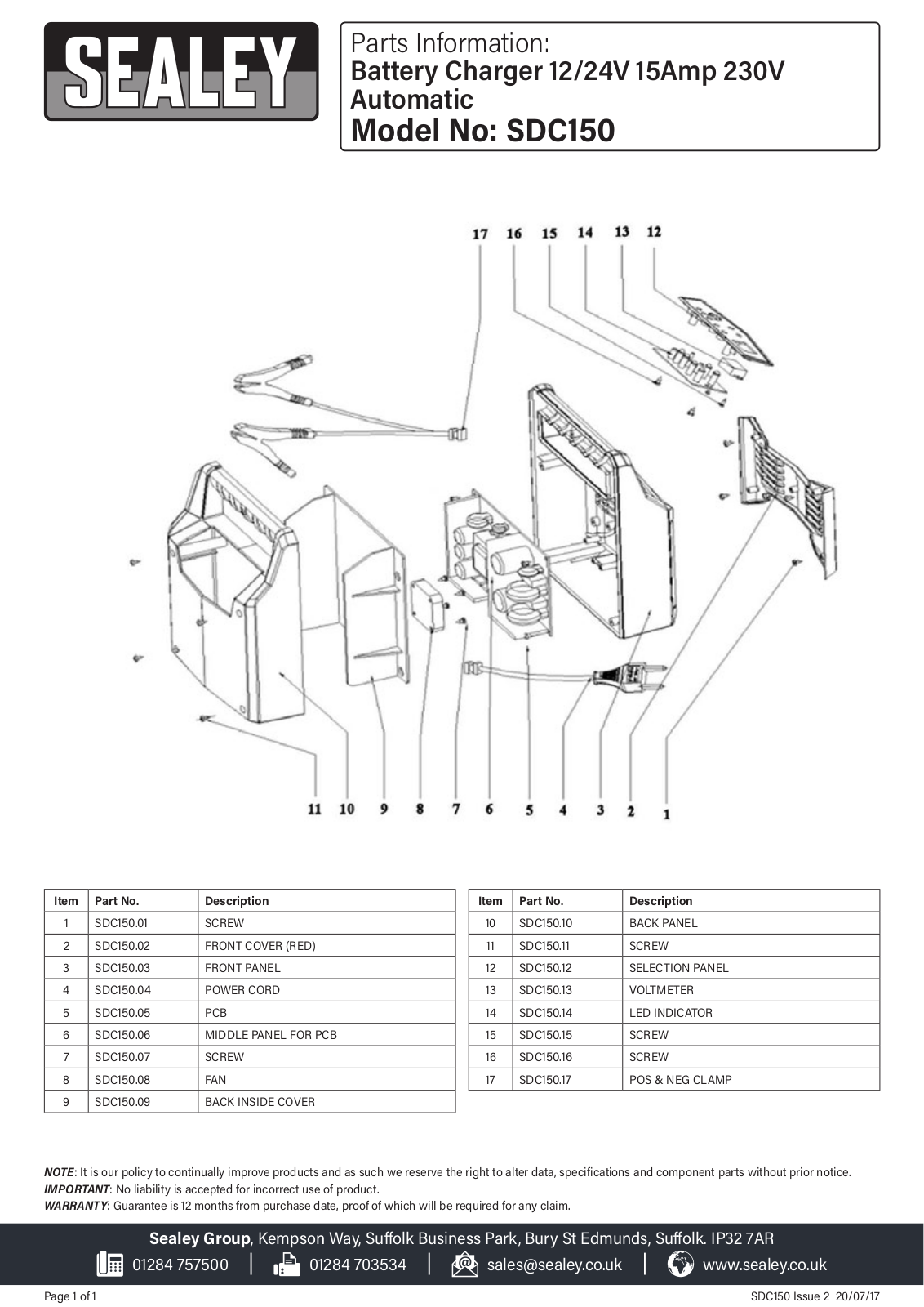 Sealey SDC150 Parts Listing - ManualMachine.com